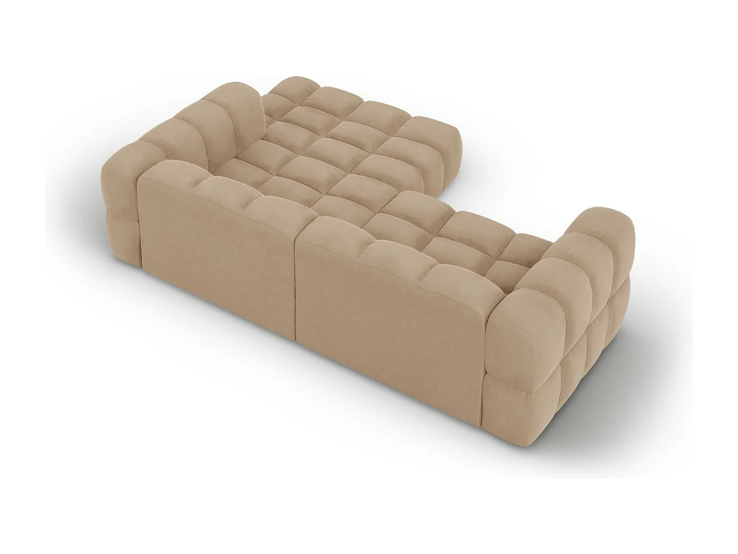 Cosmopolitan Design - Sofá esquinero modular derecho "Sky" 3 plazas de terciopelo arena - 244x162x75cm