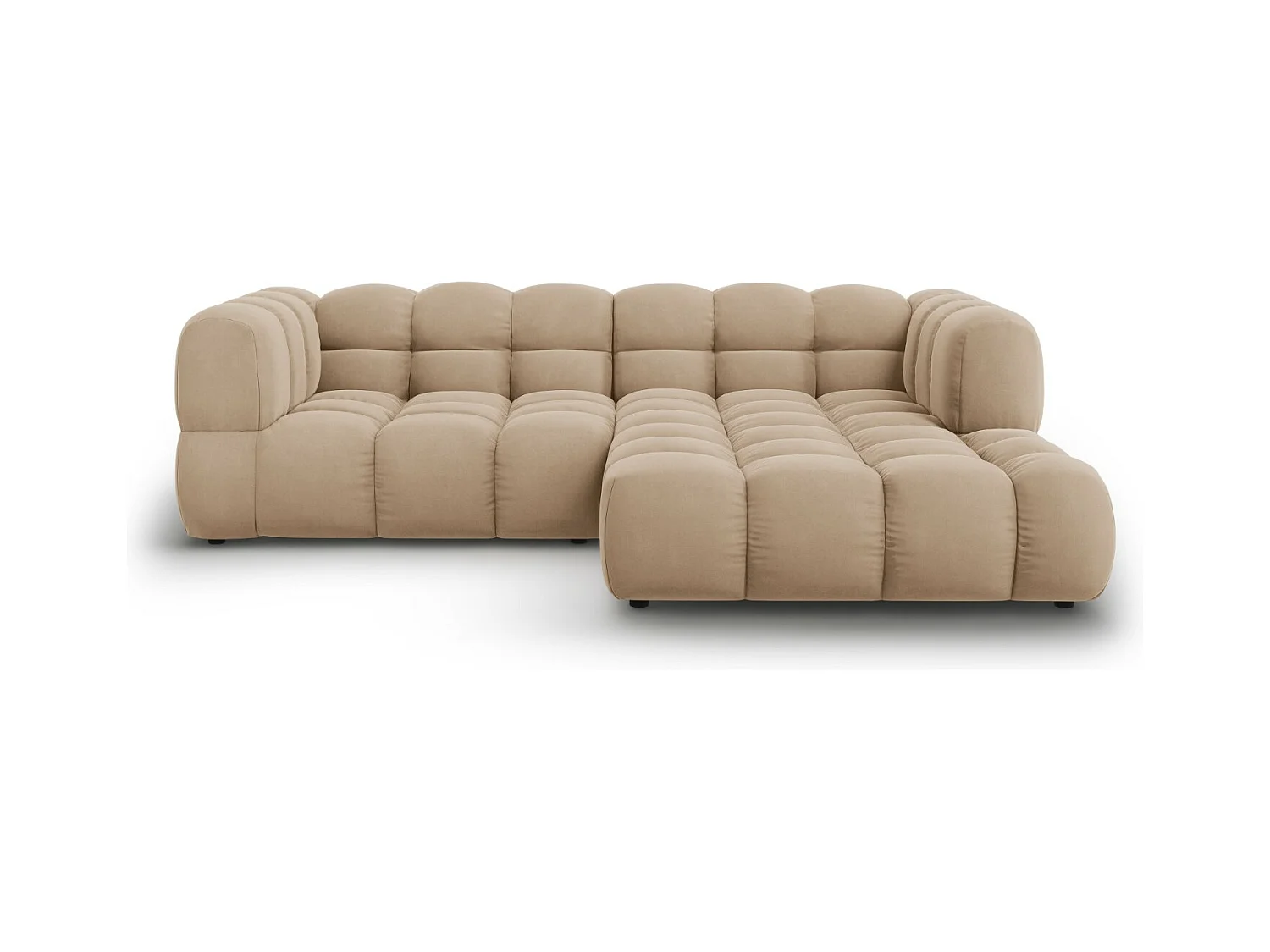 Cosmopolitan Design - Canapé d'angle droit modulable "Sky" 3 places en velours le sable - 244x162x75cm