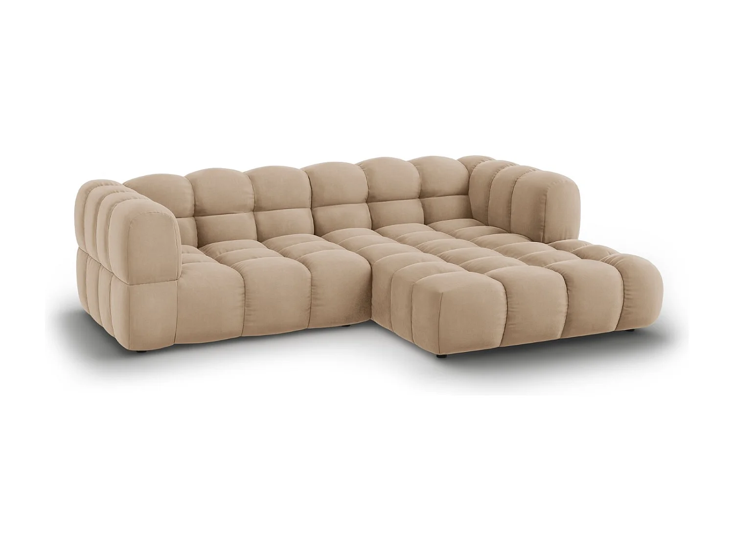 Cosmopolitan Design - Sofá modular de canto direito "Sky" 3 lugares em veludo areia - 244x162x75cm