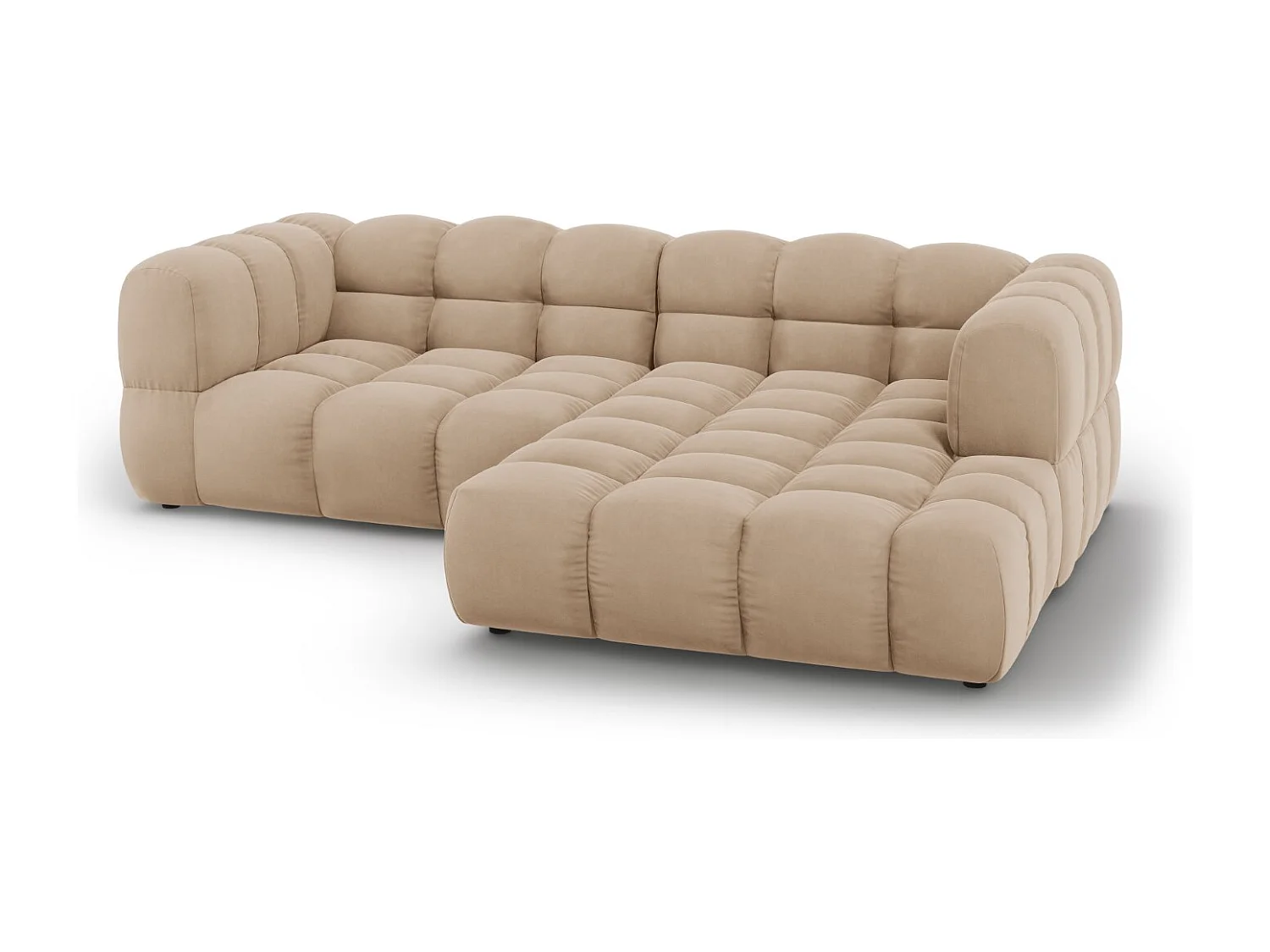 Cosmopolitan Design - Sofá modular de canto direito "Sky" 3 lugares em veludo areia - 244x162x75cm