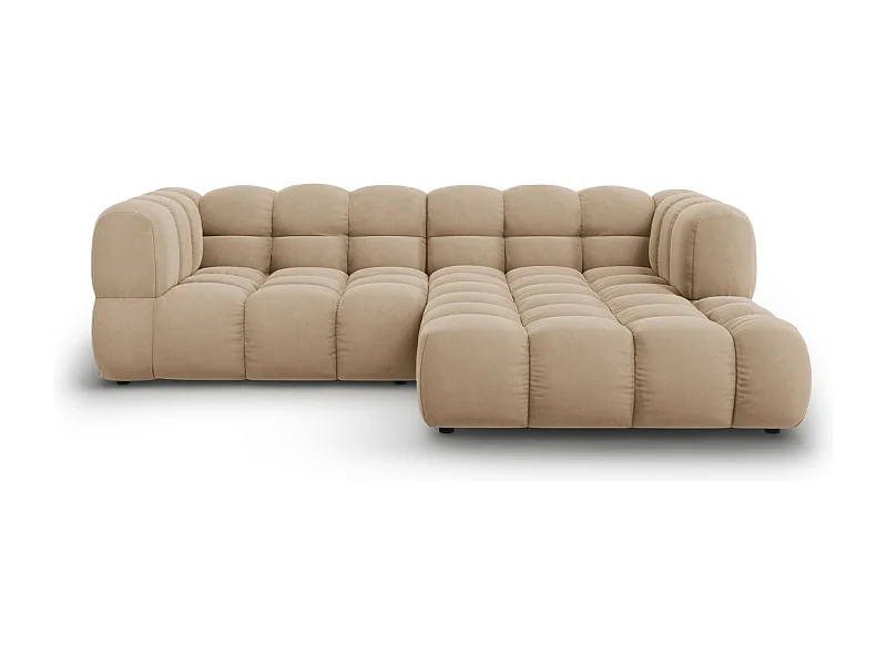 Cosmopolitan Design - Canapé d'angle droit modulable "Sky" 3 places en velours le sable - 244x162x75cm