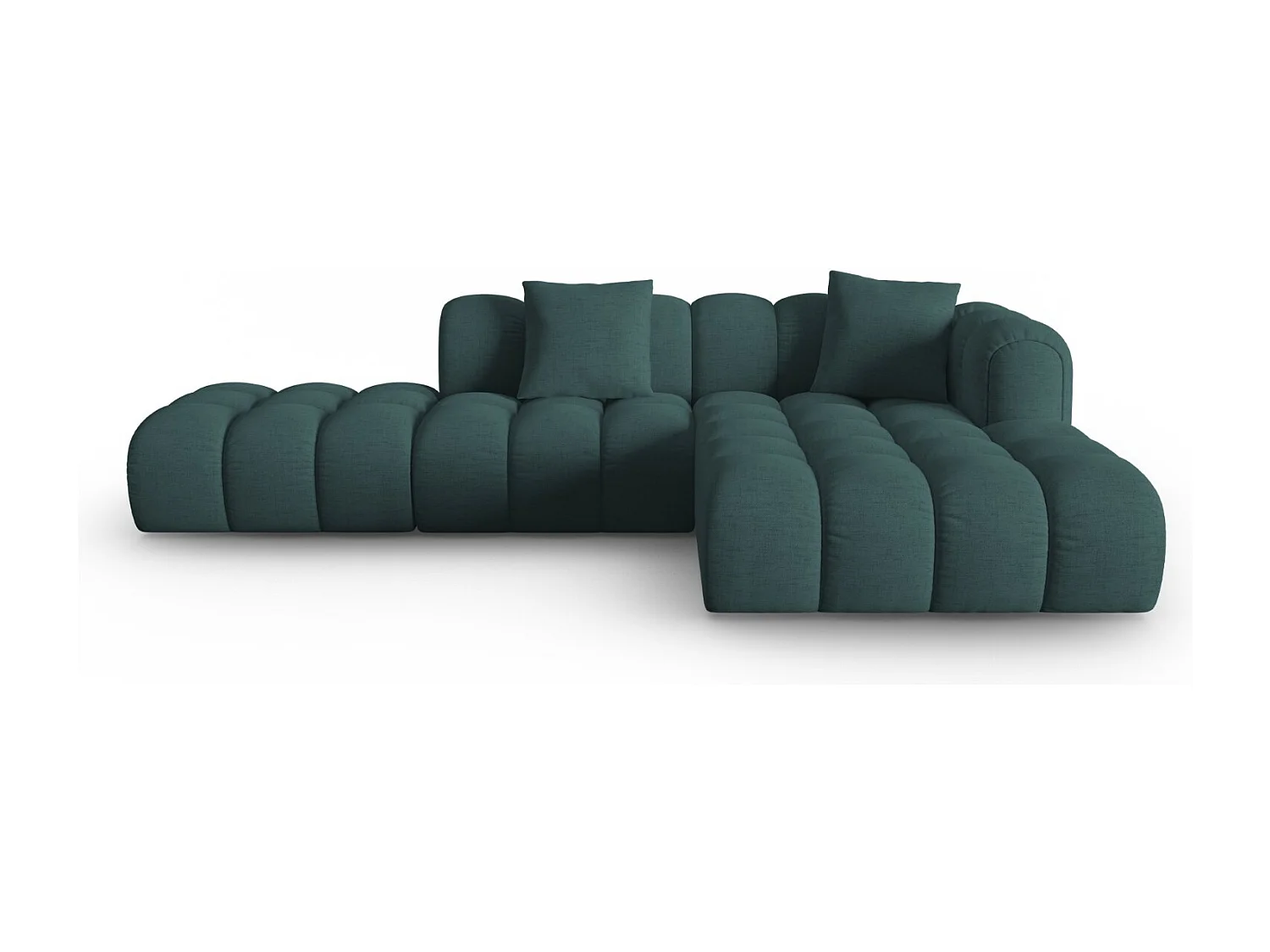 CXL by Christian Lacroix - Canapé d'angle droit modulable "Clotilde" 4 places en tissu structurel turquoise - 309x190x70cm