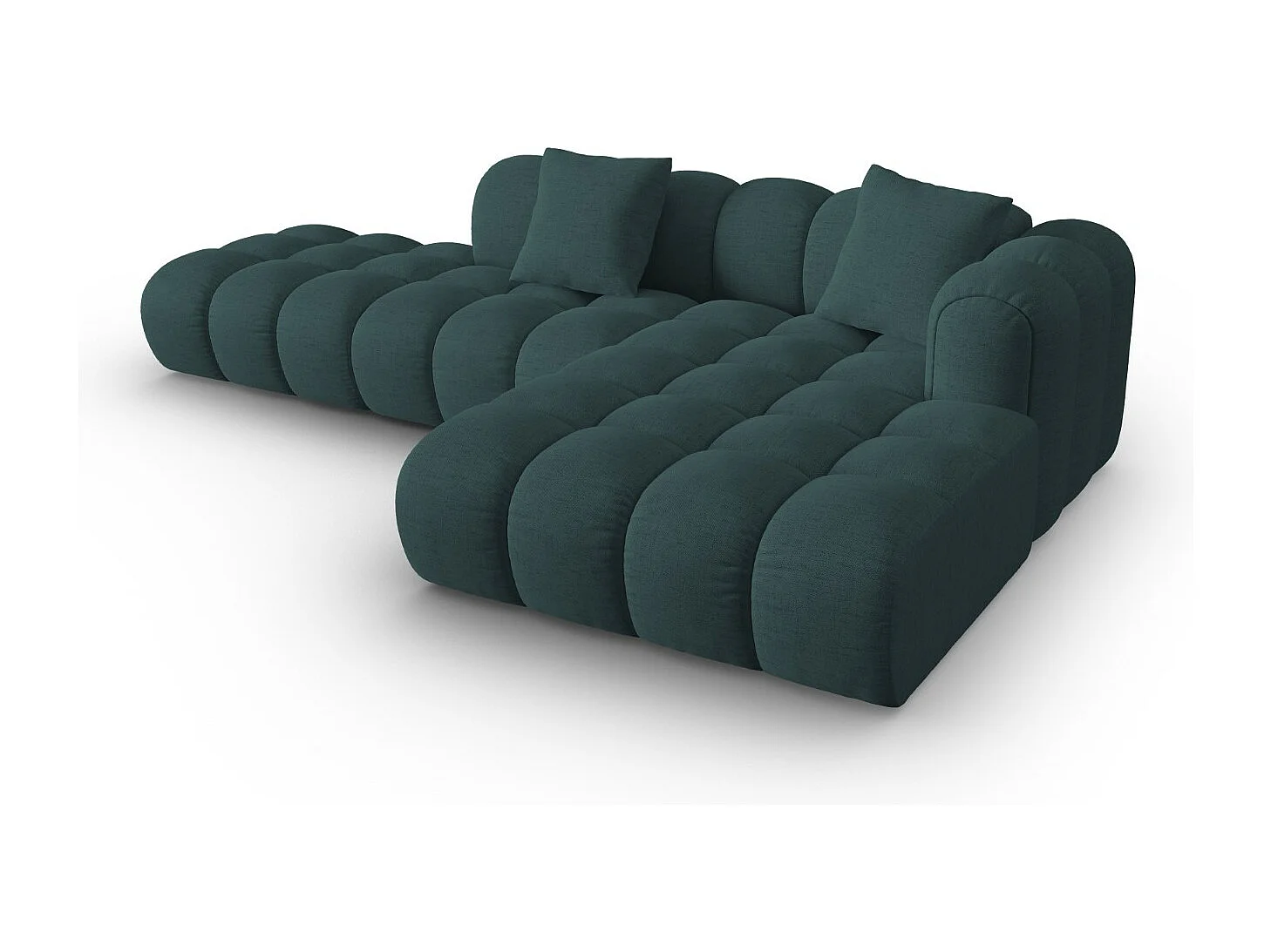 CXL by Christian Lacroix - Canapé d'angle droit modulable "Clotilde" 4 places en tissu structurel turquoise - 309x190x70cm