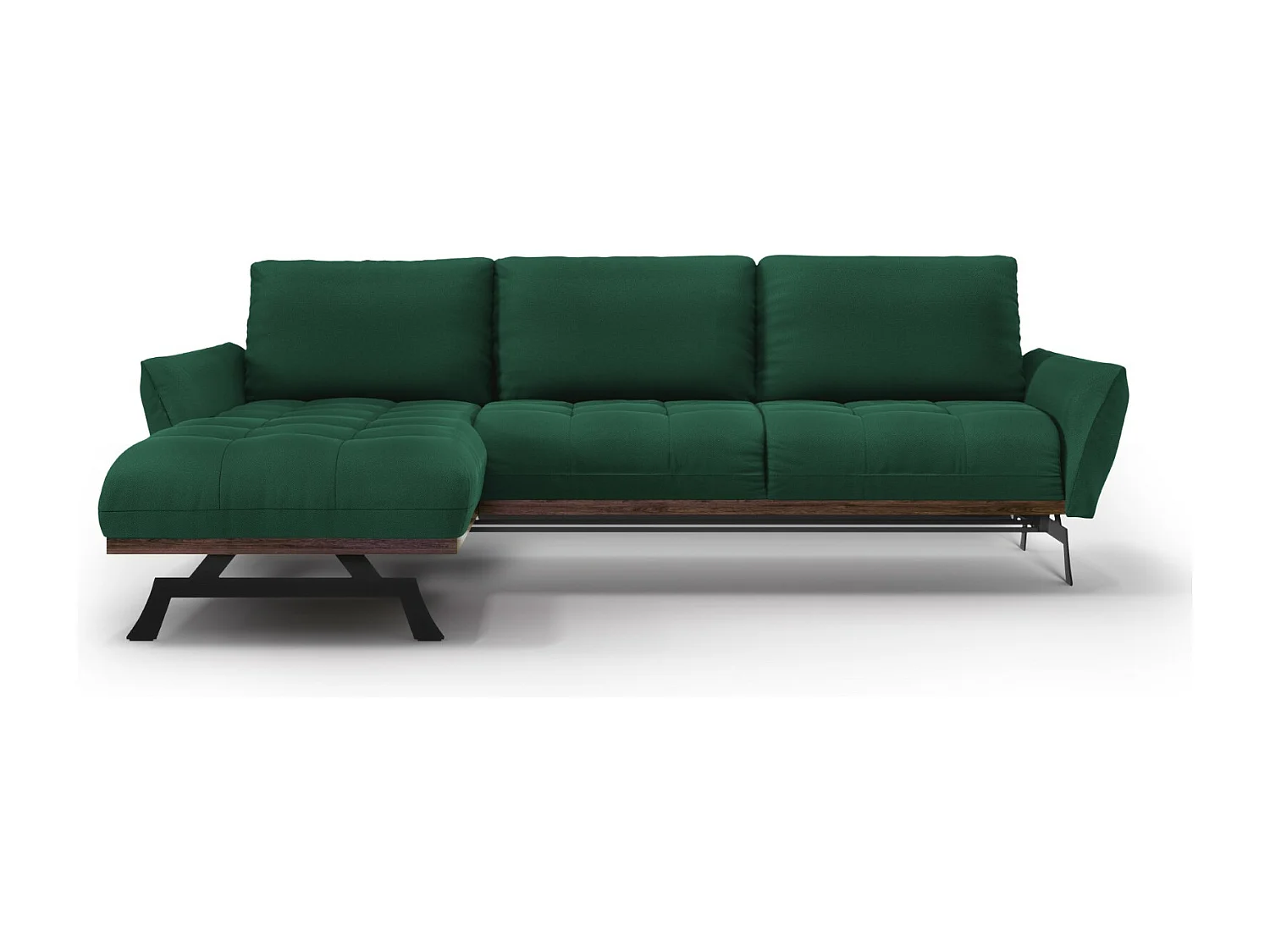 CXL by Christian Lacroix - Modulaire hoekbank links "Olivier" 4 zitplaatsen, Structurele stof, Groente - 264x171x87cm