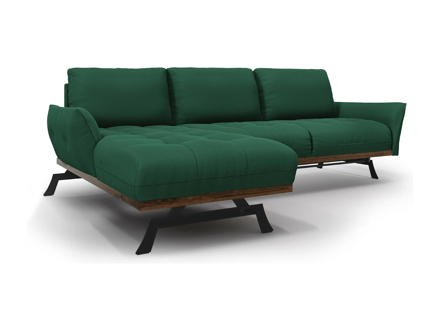 CXL by Christian Lacroix - Modulaire hoekbank links "Olivier" 4 zitplaatsen, Structurele stof, Groente - 264x171x87cm