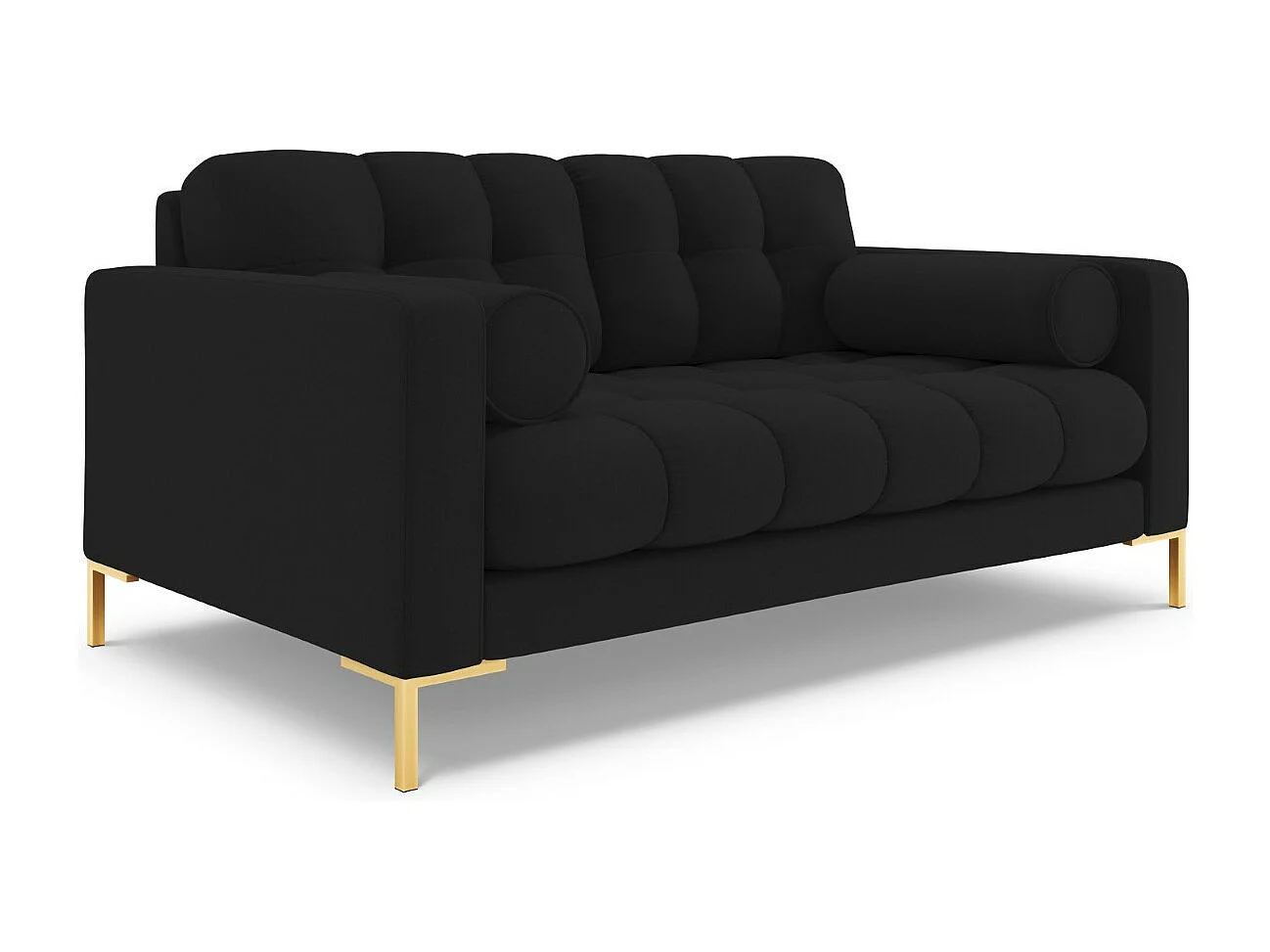 Cosmopolitan Design - Bank "Bali" 2 zitplaatsen, Structurele stof, Zwart - 152x92x75cm