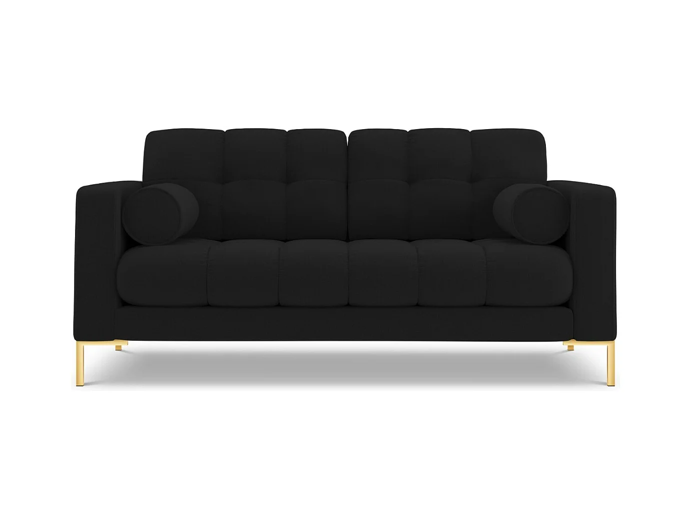 Cosmopolitan Design - Bank "Bali" 2 zitplaatsen, Structurele stof, Zwart - 152x92x75cm