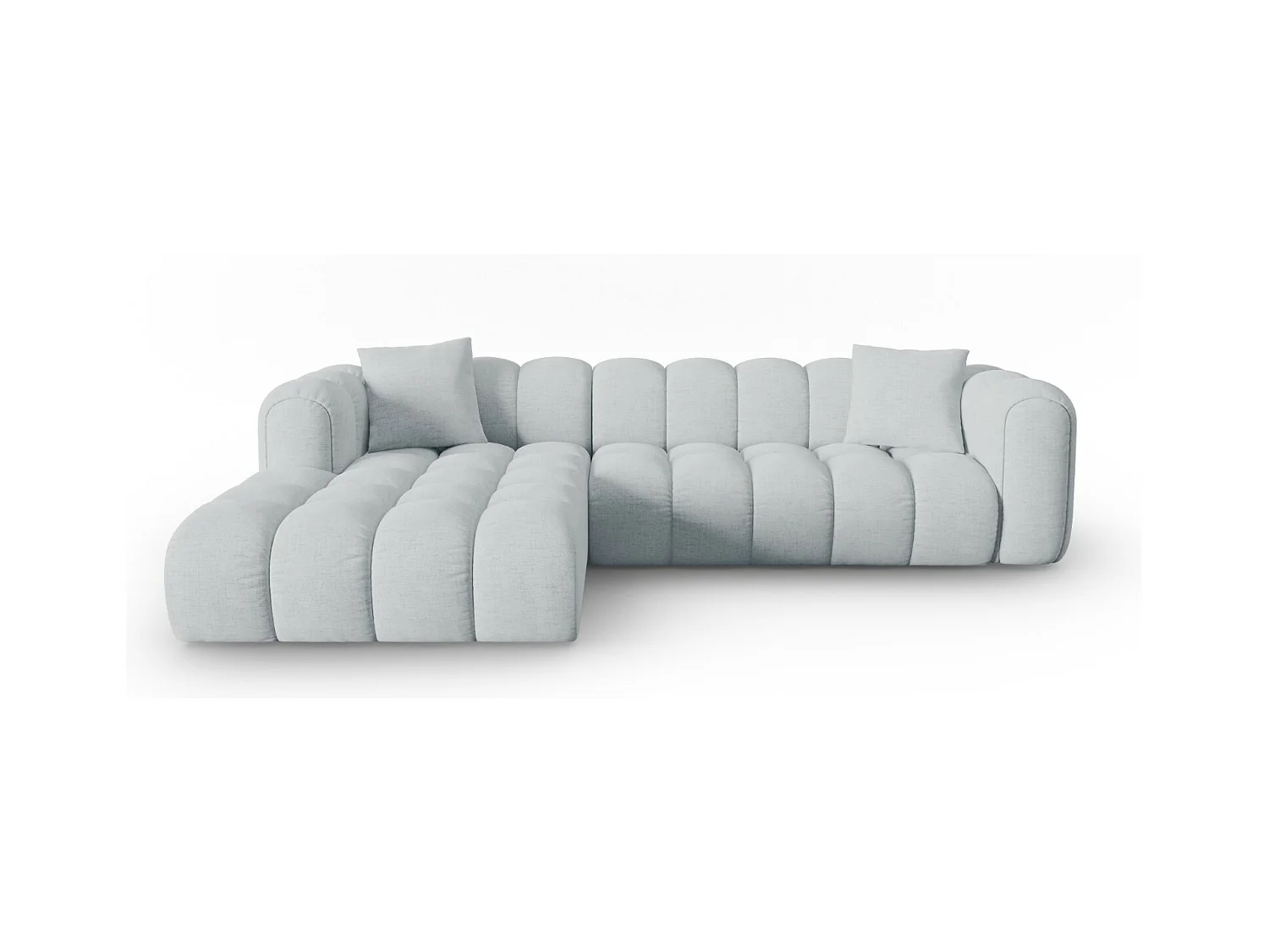 CXL by Christian Lacroix - Canapé d'angle gauche modulable "Clotilde" 4 places en tissu structurel gris clair - 306x190x70cm
