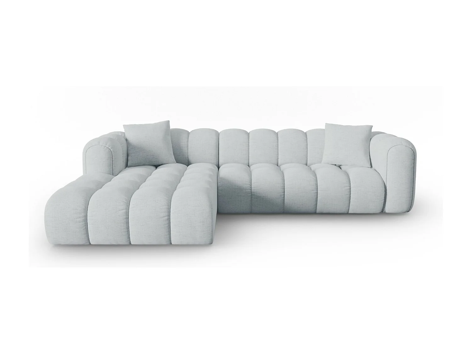 CXL by Christian Lacroix - Modulaire hoekbank links "Clotilde" 4 zitplaatsen, Structurele stof, Lichtgrijs - 306x190x70cm