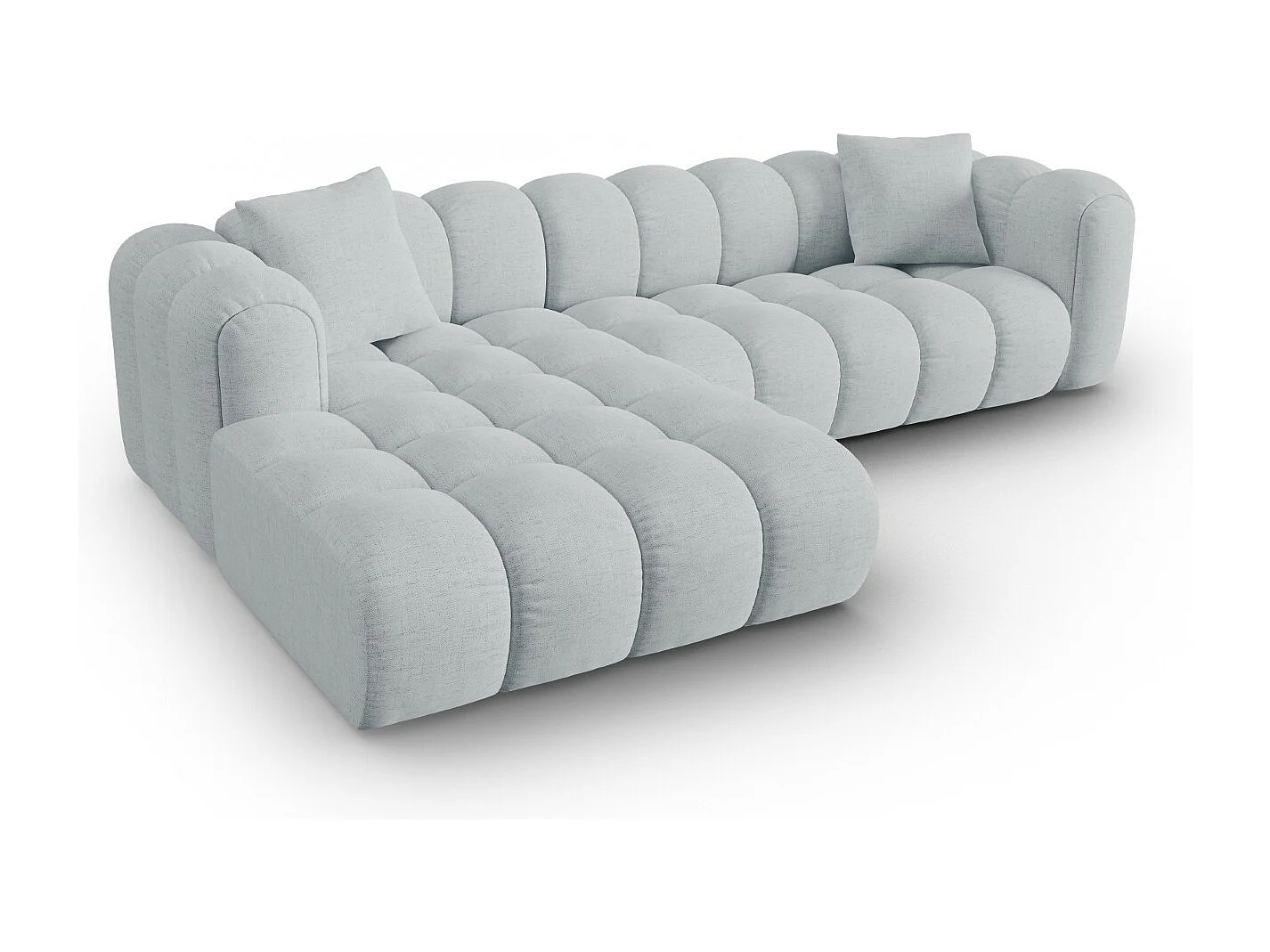 CXL by Christian Lacroix - Modulaire hoekbank links "Clotilde" 4 zitplaatsen, Structurele stof, Lichtgrijs - 306x190x70cm
