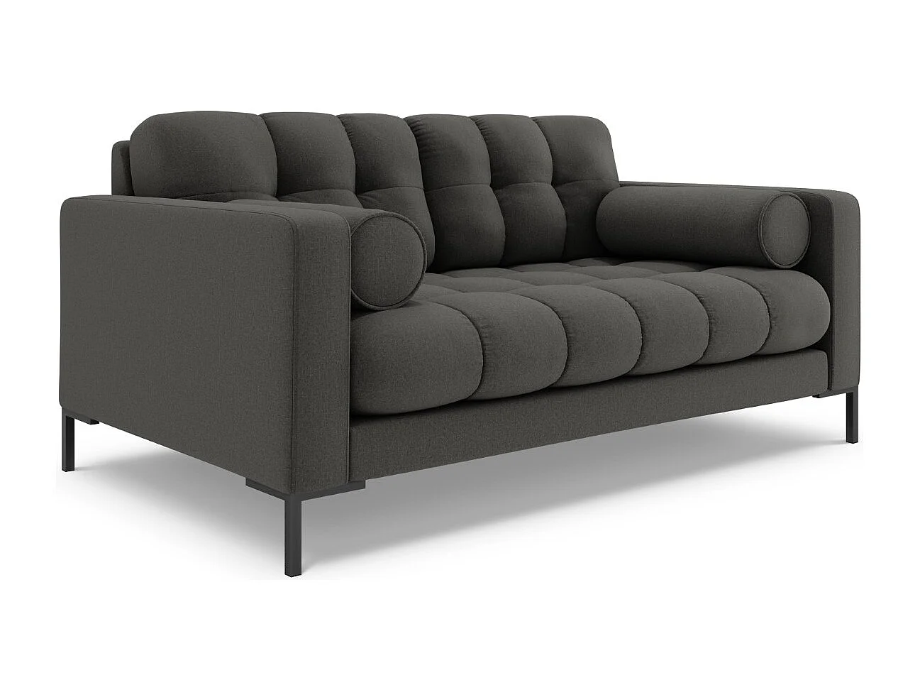 Cosmopolitan Design - Canapé "Bali" 2 places en tissu structurel gris foncé - 152x92x75cm