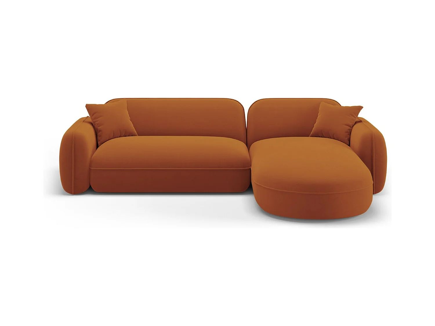 CXL by Christian Lacroix - Canapé d'angle droit modulable "Lucien" 4 places en velours terracotta - 275x165x70cm