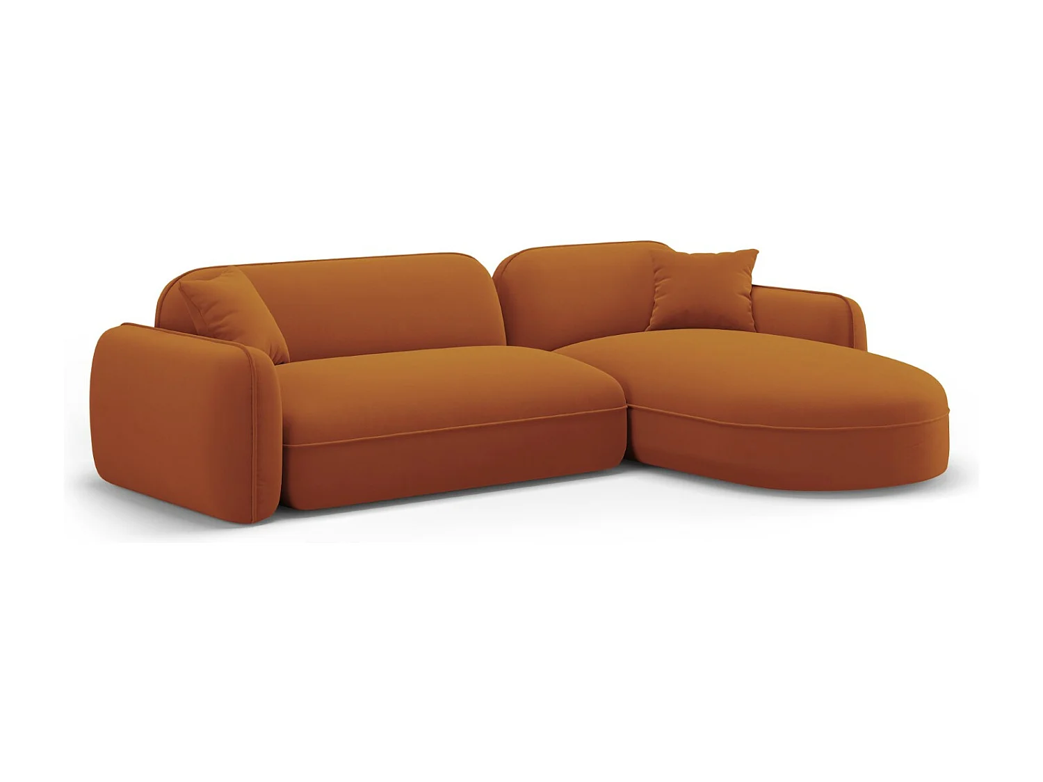 CXL by Christian Lacroix - Canapé d'angle droit modulable "Lucien" 4 places en velours terracotta - 275x165x70cm