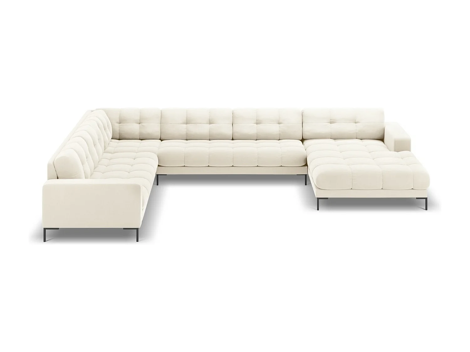 Cosmopolitan Design - Narożnik lewy panoramiczny, "Bali" 7 miejsc welur, beż jasny - 327x256x75cm