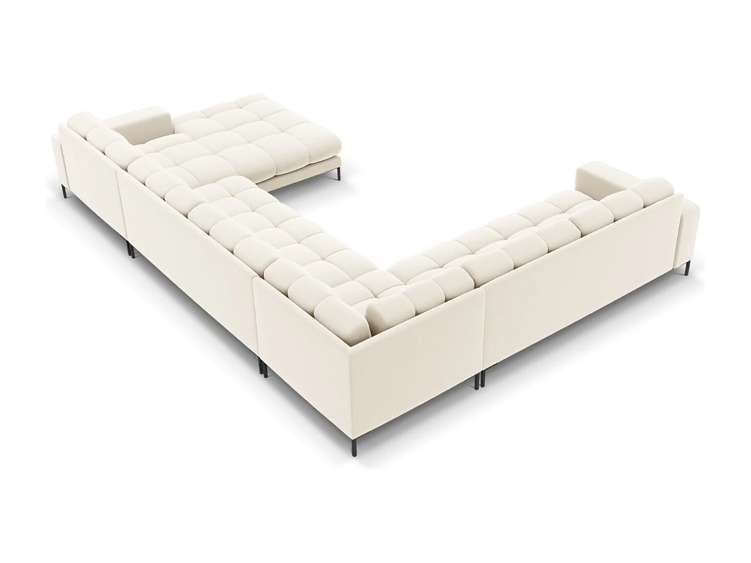 Cosmopolitan Design - Panoramische hoekbank links "Bali" 7 zitplaatsen, Flueel, Lichtbeige - 327x256x75cm