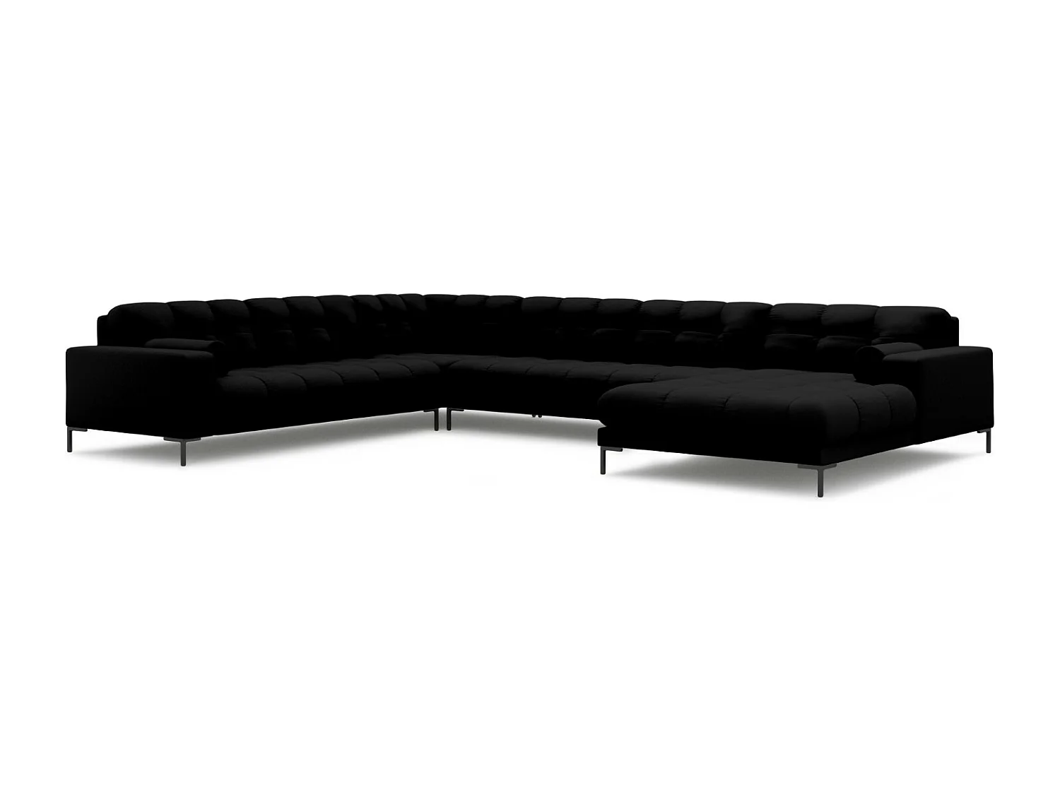 Cosmopolitan Design - Narożnik lewy panoramiczny, "Bali" 7 miejsc tkanina strukturalna, czarny - 327x256x75cm