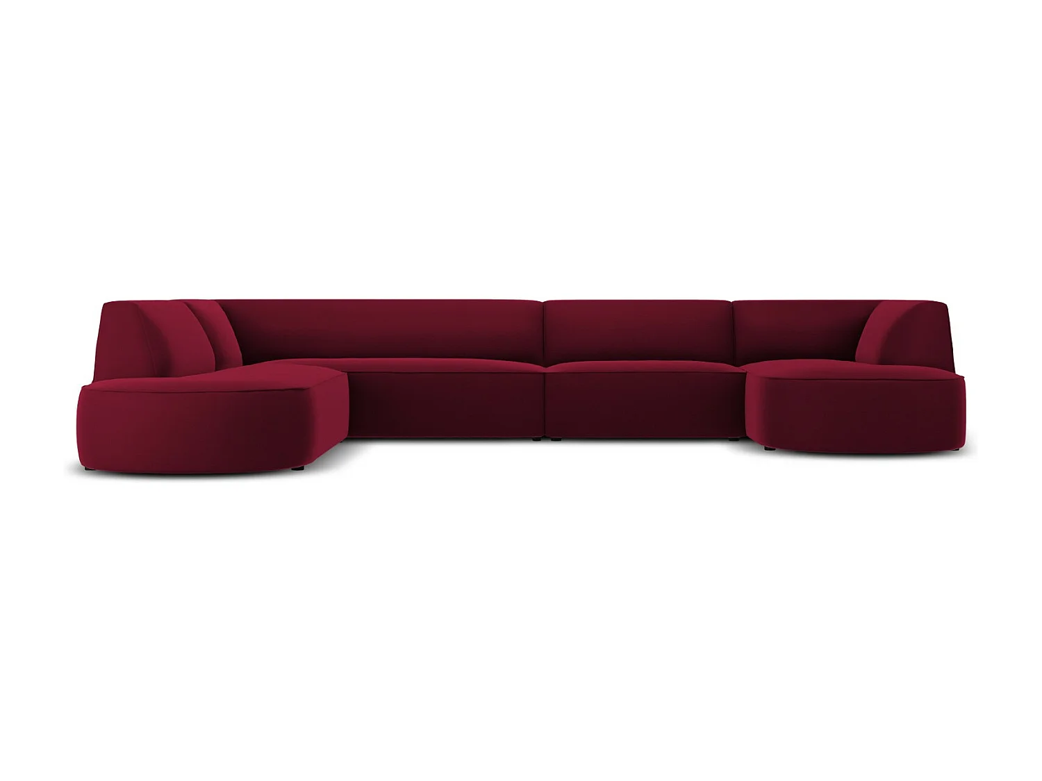 CXL by Christian Lacroix - 7-Sitzer Panoramasofa links "Charles" Sitzer aus Samt rot - 366x273x69cm