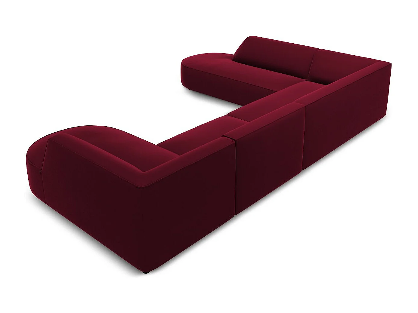 CXL by Christian Lacroix - 7-Sitzer Panoramasofa links "Charles" Sitzer aus Samt rot - 366x273x69cm