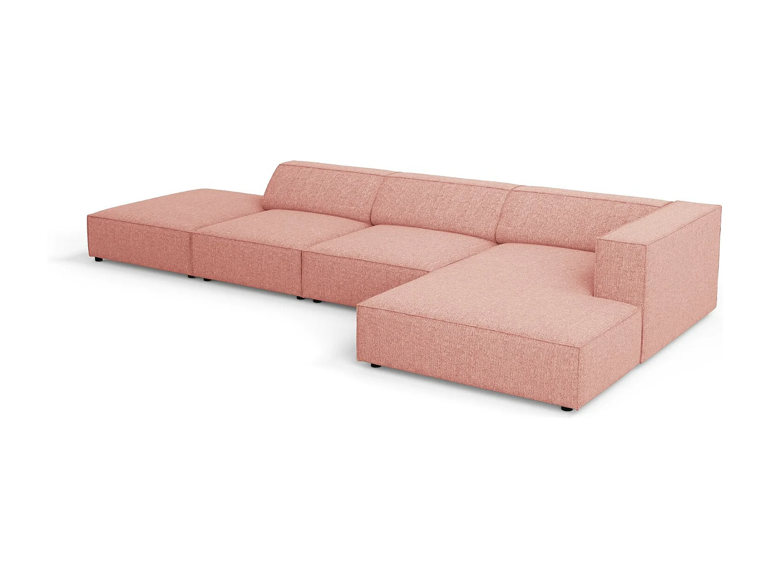 Cosmopolitan Design - 5-Sitzer Ecksofa rechts "Arendal" aus Chenille-Stoff rosa - 341x166x70cm