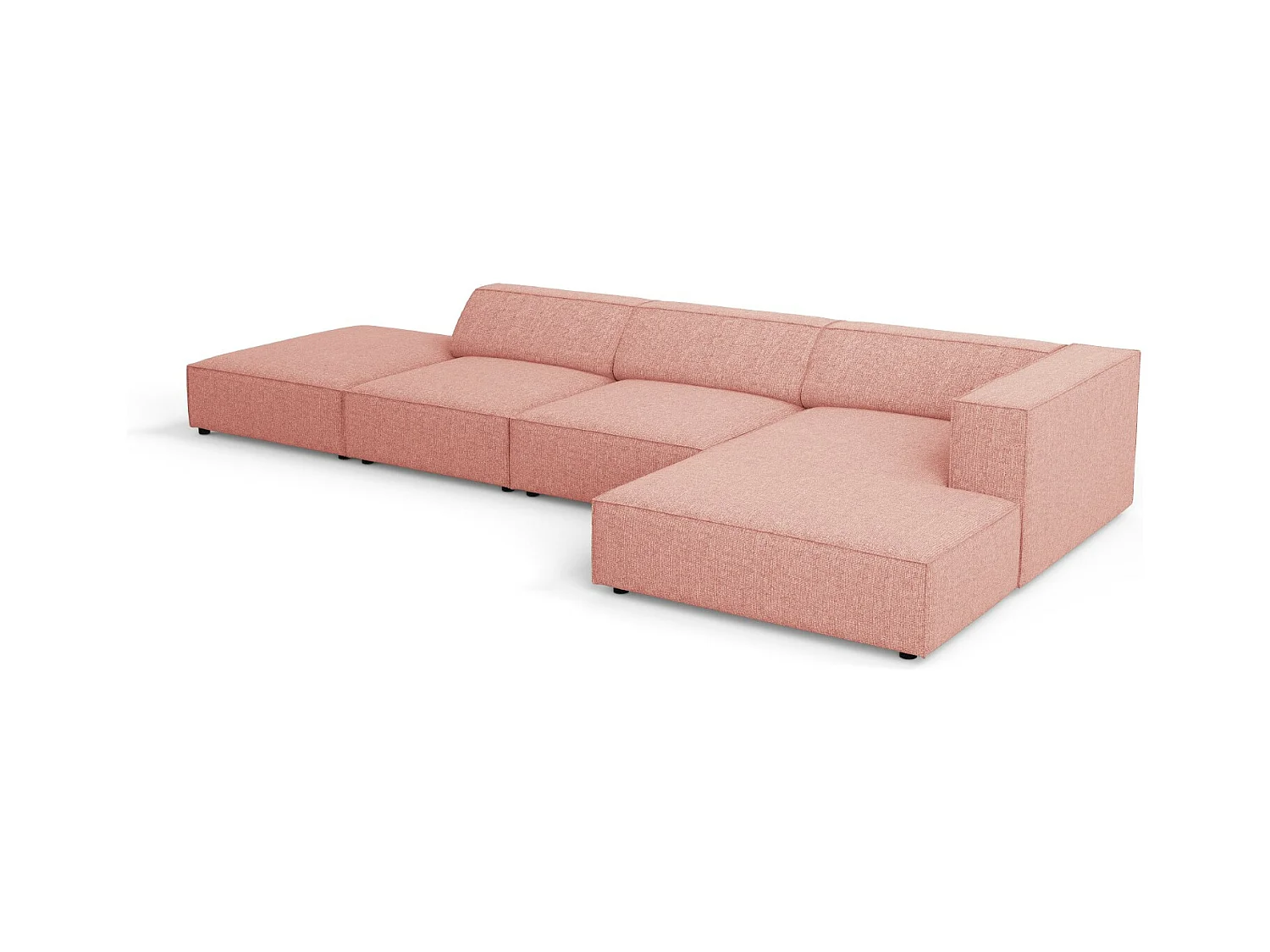 Cosmopolitan Design - Sofá de canto direito "Arendal" 5 lugares em tecido chenille rosa - 341x166x70cm