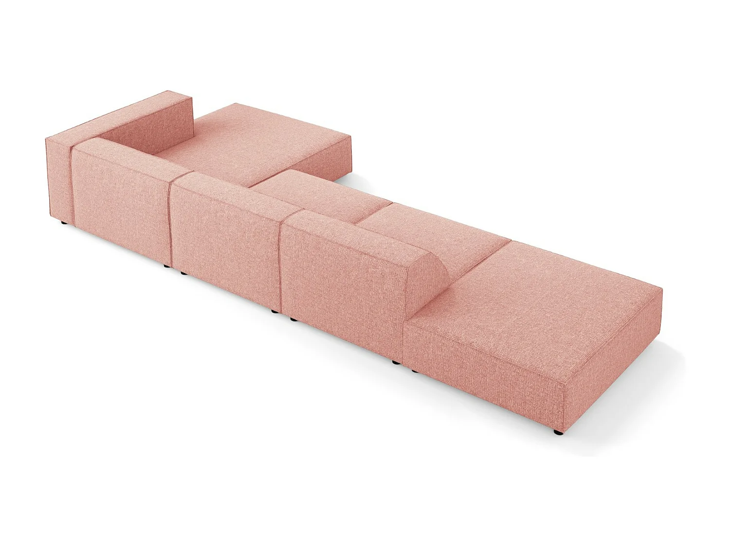 Cosmopolitan Design - Sofá de canto direito "Arendal" 5 lugares em tecido chenille rosa - 341x166x70cm