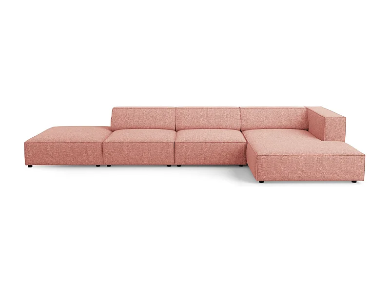 Cosmopolitan Design - Divano angolare destro "Arendal" 5 posti in ciniglia rosa - 341x166x70cm