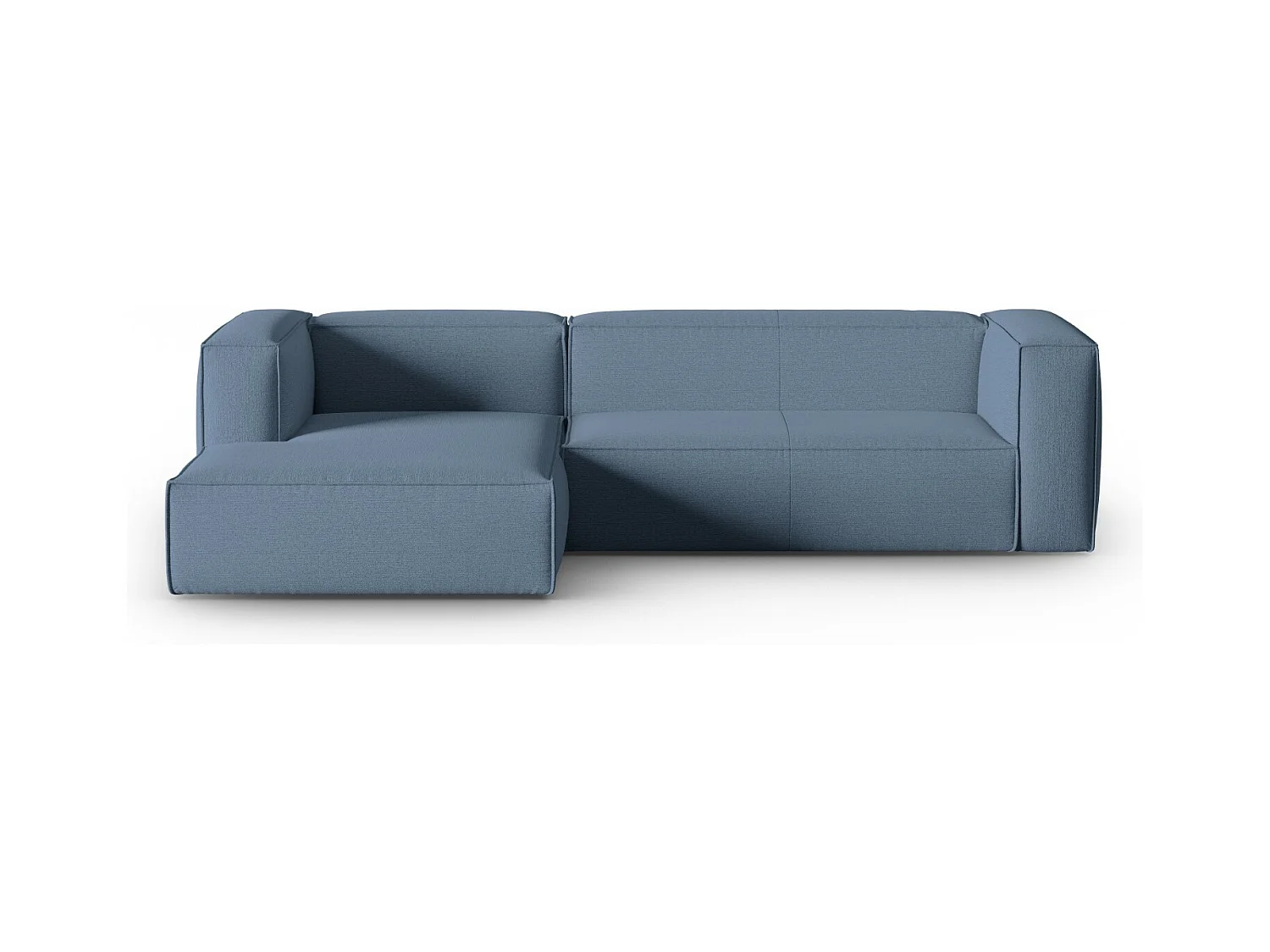 Cosmopolitan Design - Linker hoekbank "Mackay" 4 zitplaatsen, Gestructureerd fluweel, Blauwe spijkerbroek - 282x166x73cm