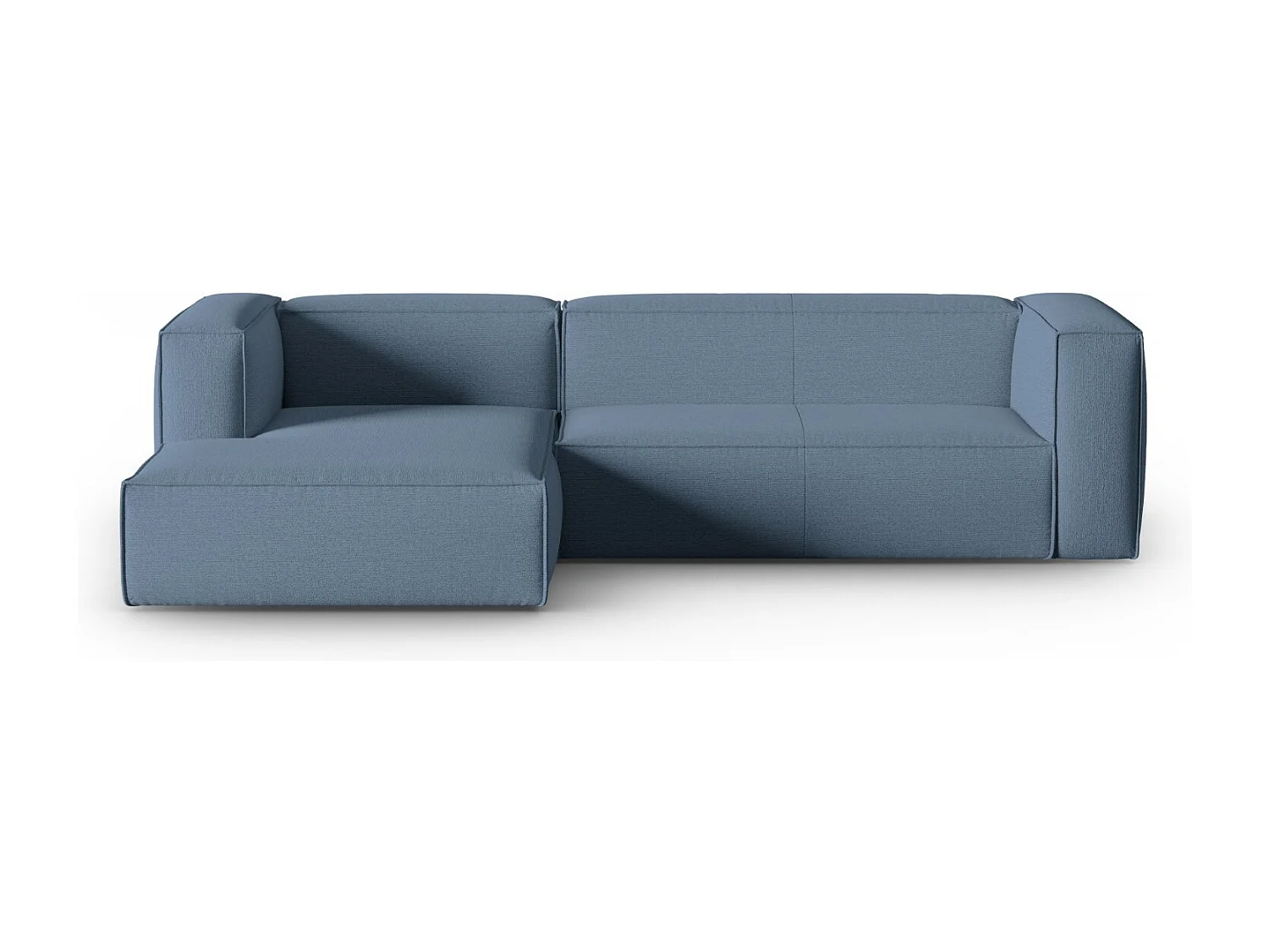 Cosmopolitan Design - Canapé d'angle gauche "Mackay" 4 places en velours structuré blue jeans - 282x166x73cm