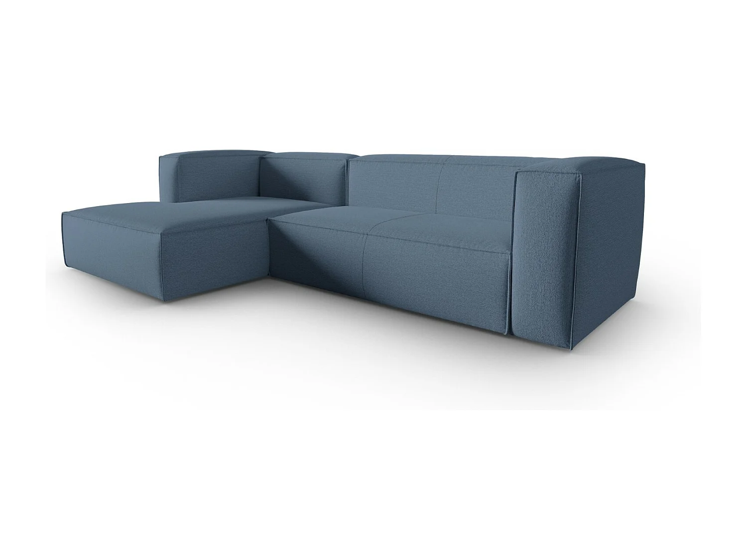 Cosmopolitan Design - Canapé d'angle gauche "Mackay" 4 places en velours structuré blue jeans - 282x166x73cm