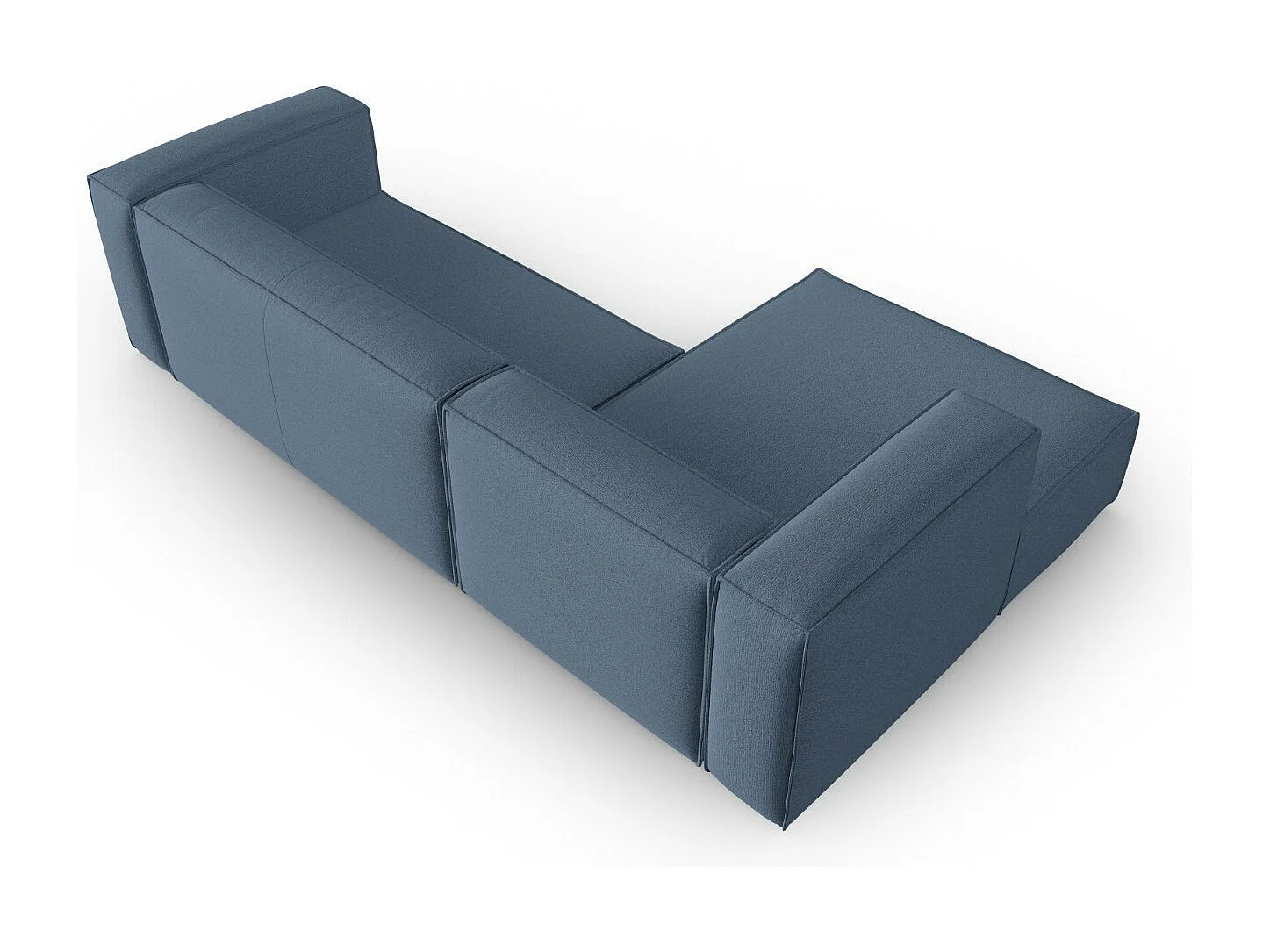 Cosmopolitan Design - Canapé d'angle gauche "Mackay" 4 places en velours structuré blue jeans - 282x166x73cm