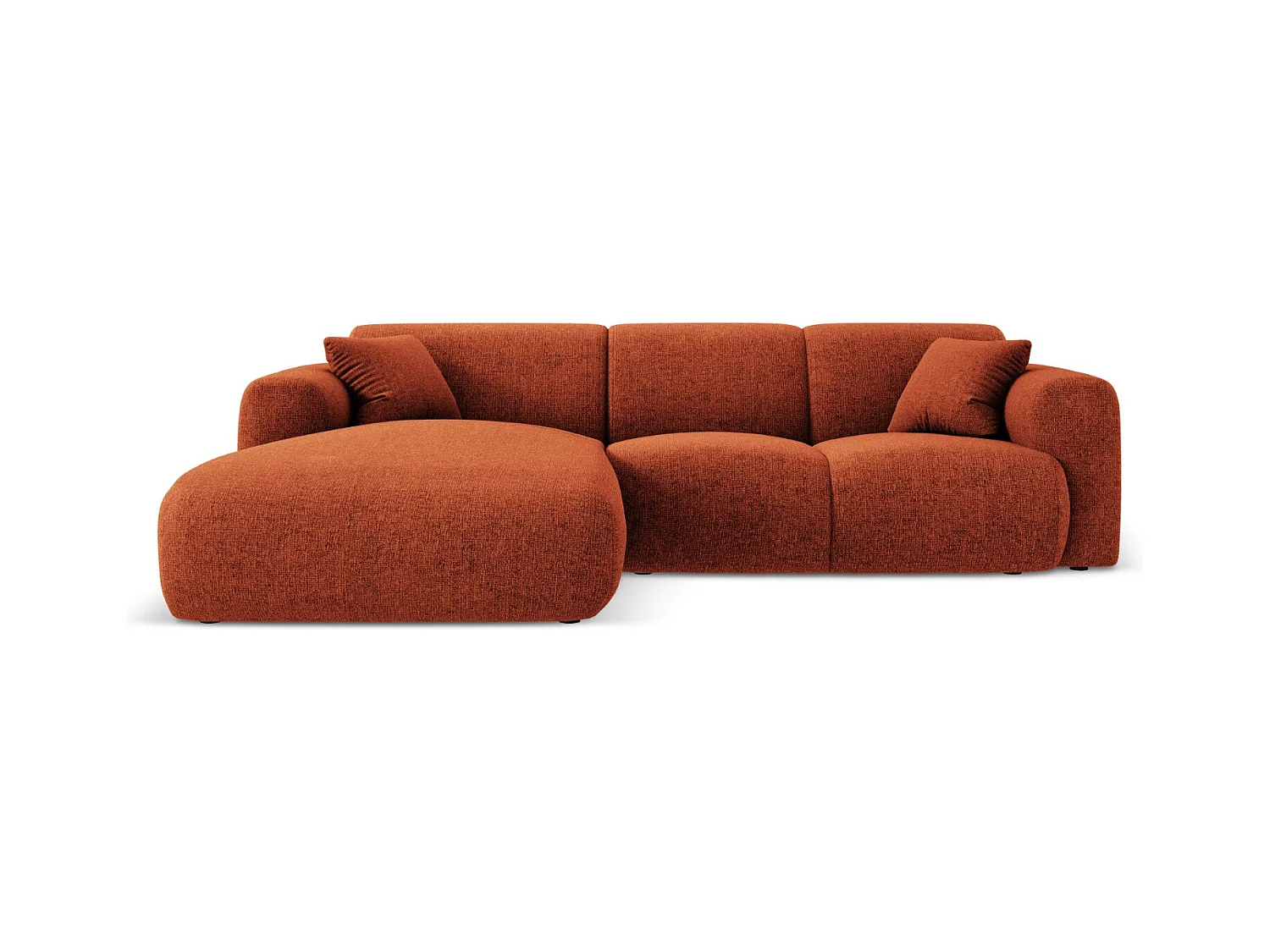 Cosmopolitan Design - Canapé d'angle gauche "Nolio" 4 places en chenille terracotta - 260x170x72cm