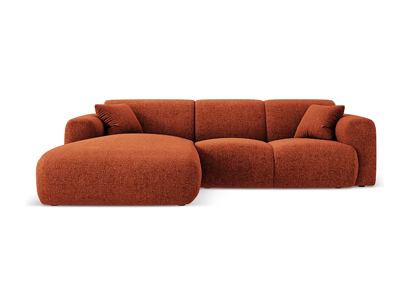 Cosmopolitan Design - Sofá de canto esquerdo "Nolio" 4 lugares em tecido chenille terracota - 260x170x72cm