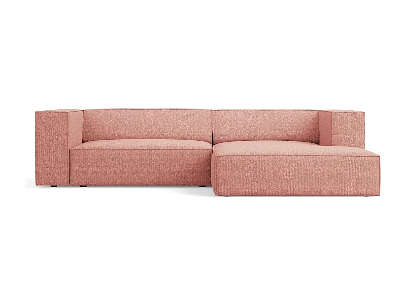 Cosmopolitan Design - 3-Sitzer Ecksofa rechts "Arendal" aus Chenille-Stoff rosa - 224x166x70cm