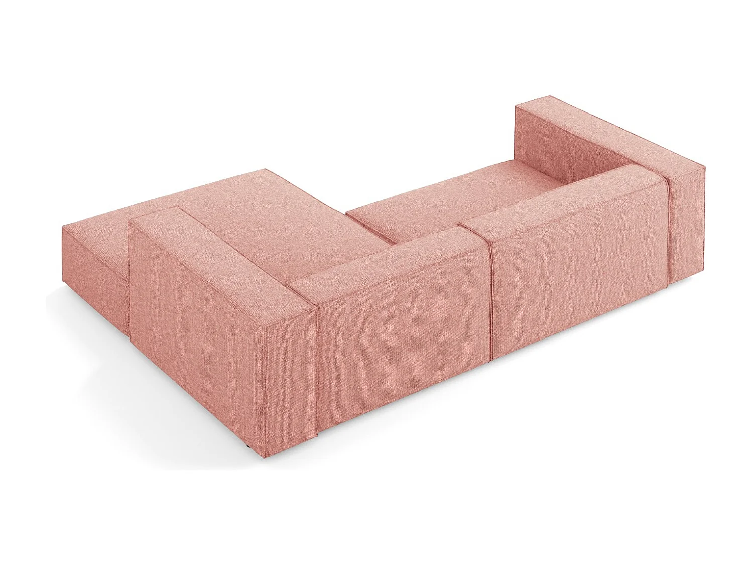 Cosmopolitan Design - Sofá esquinero derecho "Arendal" 3 plazas de tejido chenilla rosa - 224x166x70cm