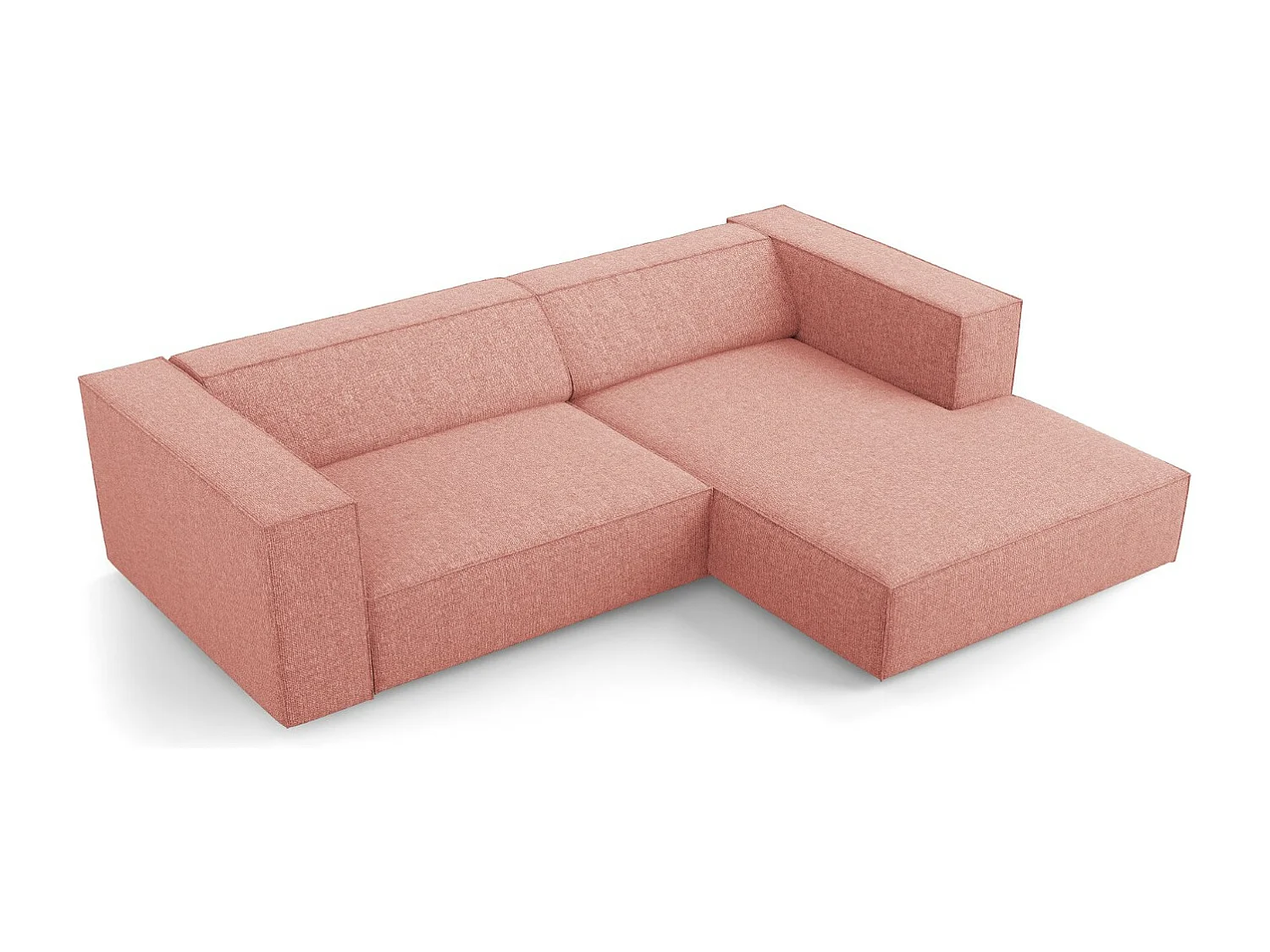 Cosmopolitan Design - Sofá esquinero derecho "Arendal" 3 plazas de tejido chenilla rosa - 224x166x70cm