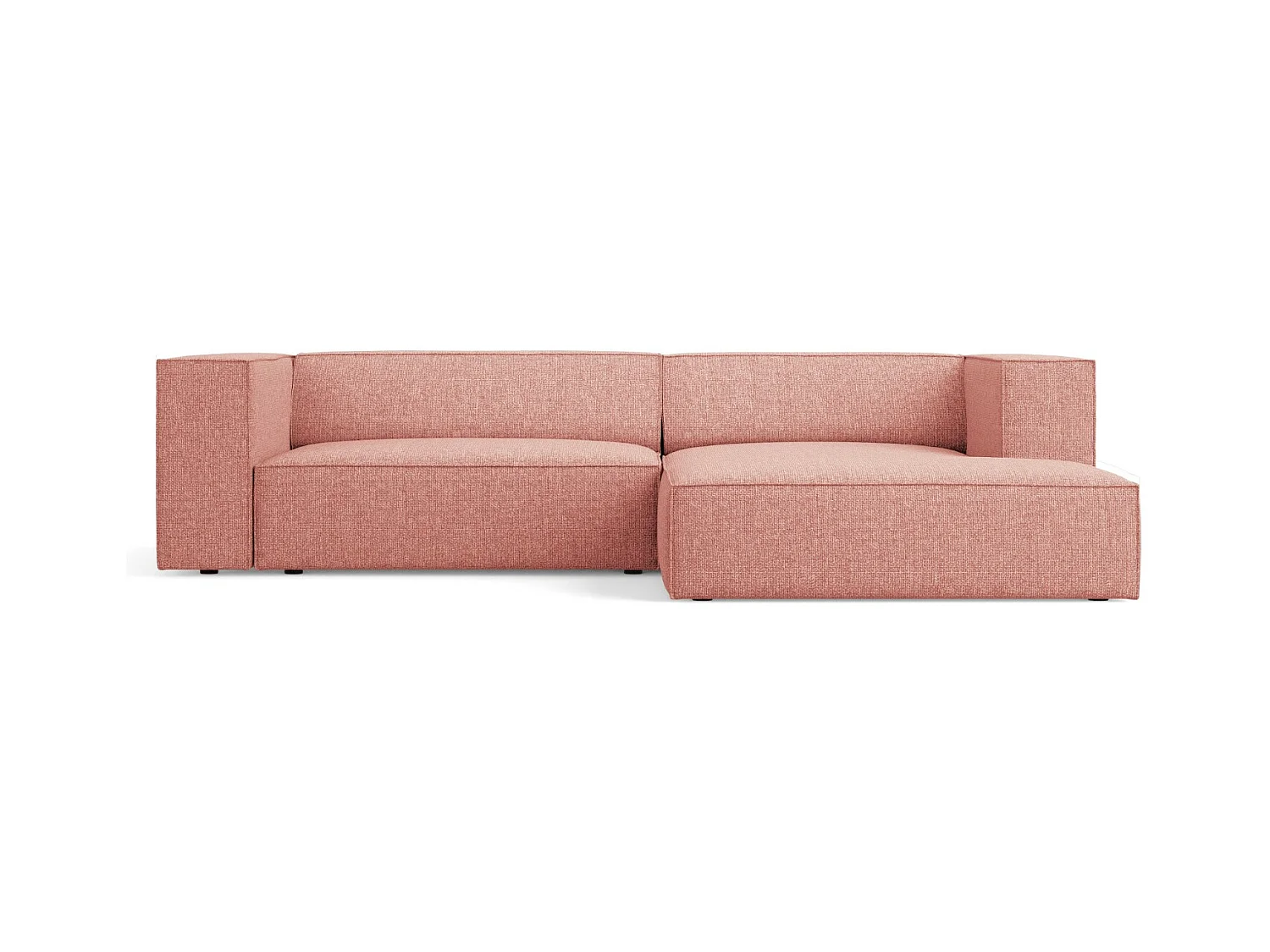 Cosmopolitan Design - Canapé d'angle droit "Arendal" 3 places en chenille rose - 224x166x70cm