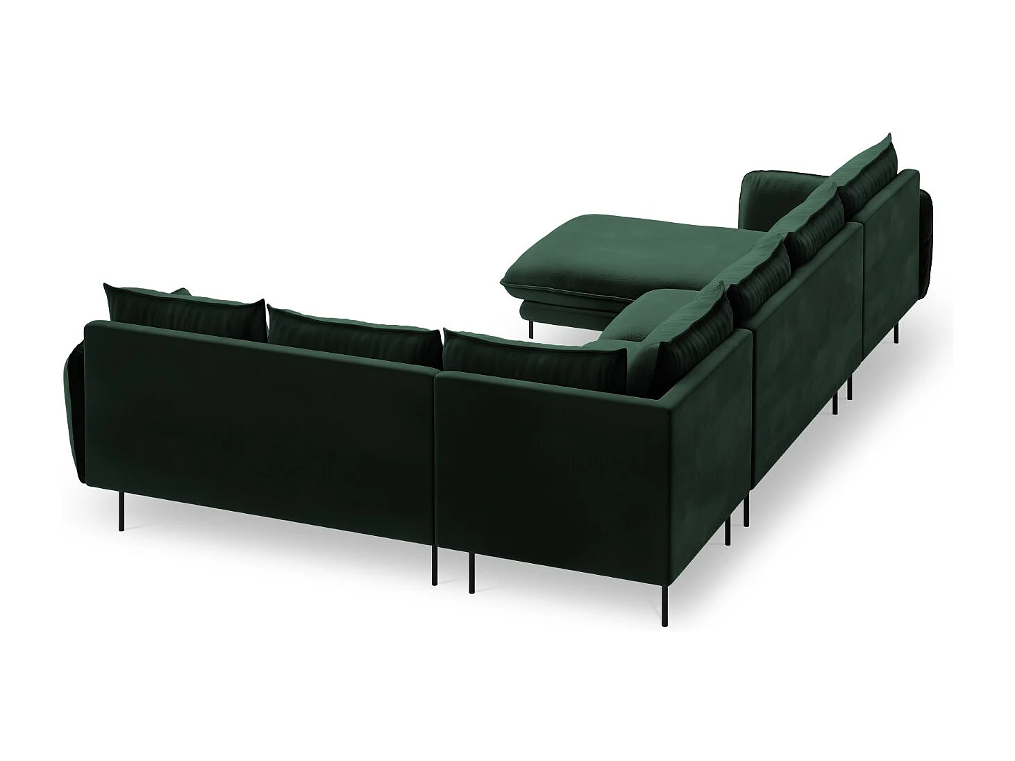 Cosmopolitan Design - Canapé d'angle droit panoramique "Vienna" 7 places en velours vert bouteille - 330x235x95cm