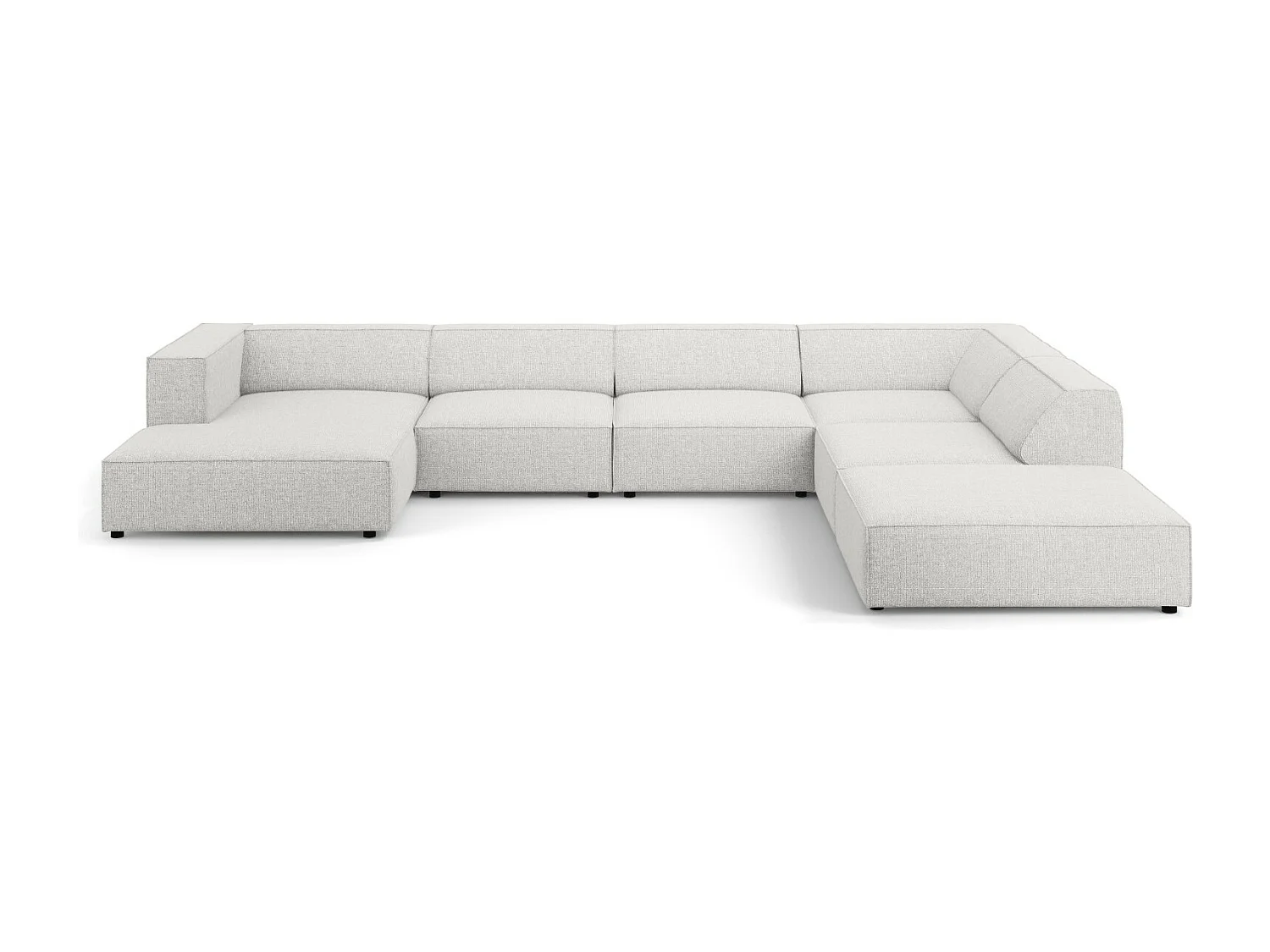 Cosmopolitan Design - Sofá esquinero panorámico derecho "Arendal" 7 plazas de tejido chenilla gris claro - 364x262x70cm