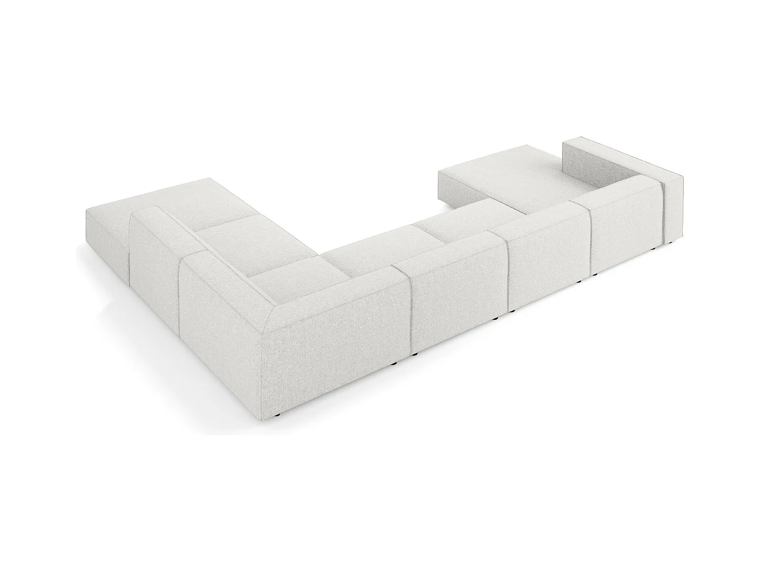 Cosmopolitan Design - Canapé d'angle droit panoramique "Arendal" 7 places en chenille gris clair - 364x262x70cm