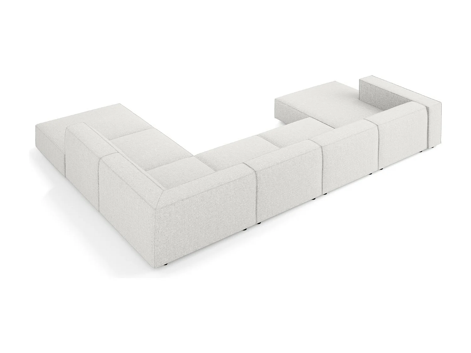 Cosmopolitan Design - Panoramische hoekbank rechts "Arendal" 7 zitplaatsen, Chenille, Lichtgrijs - 364x262x70cm