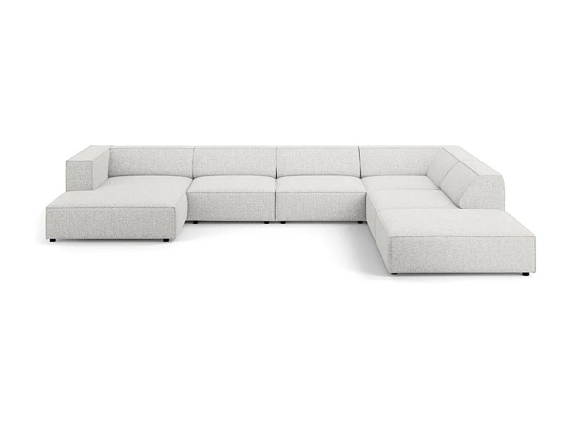 Cosmopolitan Design - Panoramische hoekbank rechts "Arendal" 7 zitplaatsen, Chenille, Lichtgrijs - 364x262x70cm