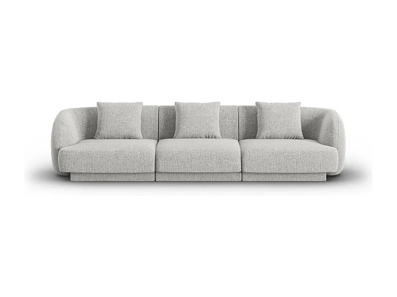 Cosmopolitan Design - 3-Sitzer Sofa "Tulum" aus Chenille-Stoff hellgrau - 255x90x70cm