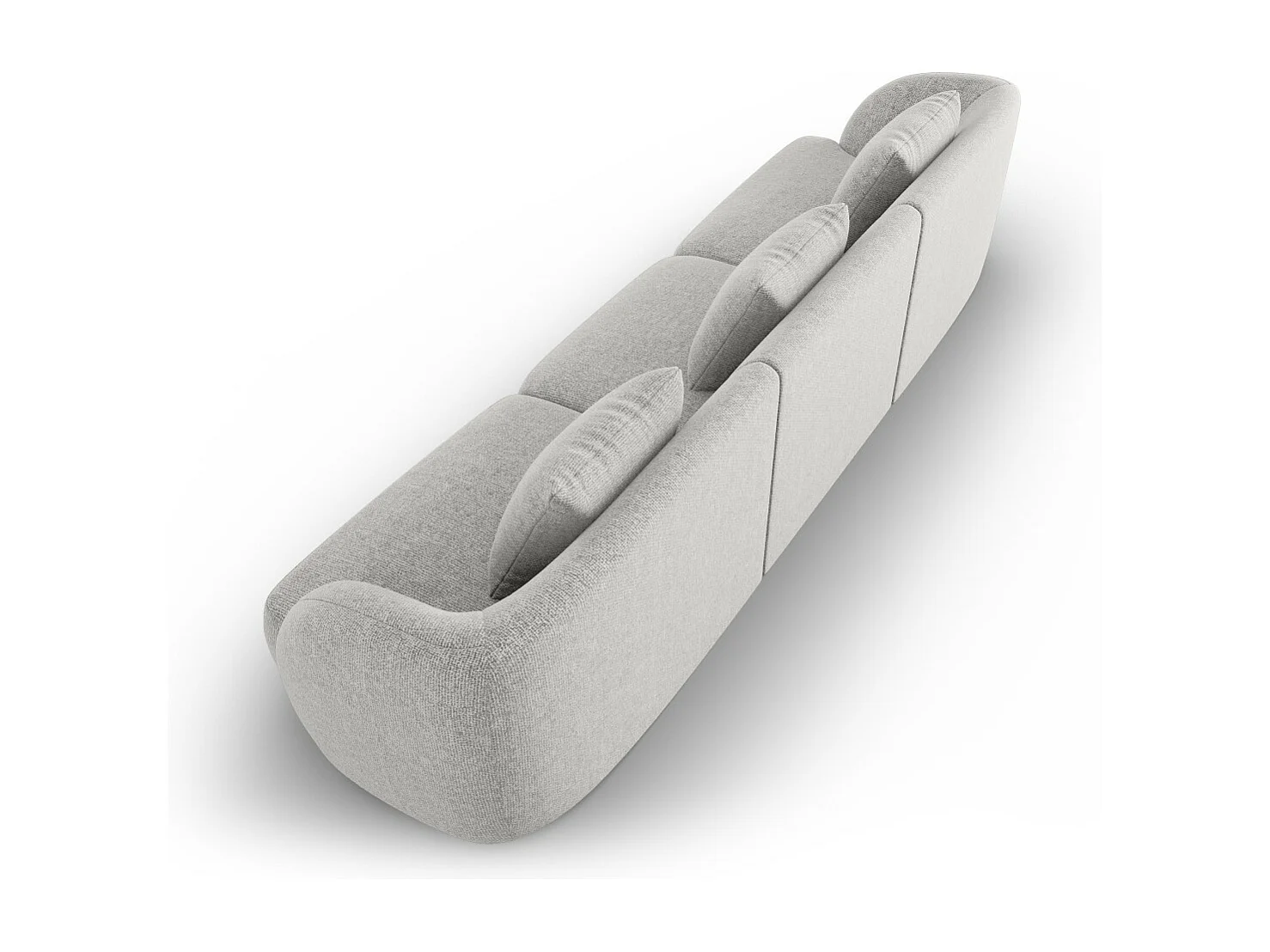 Cosmopolitan Design - 3-Sitzer Sofa "Tulum" aus Chenille-Stoff hellgrau - 255x90x70cm