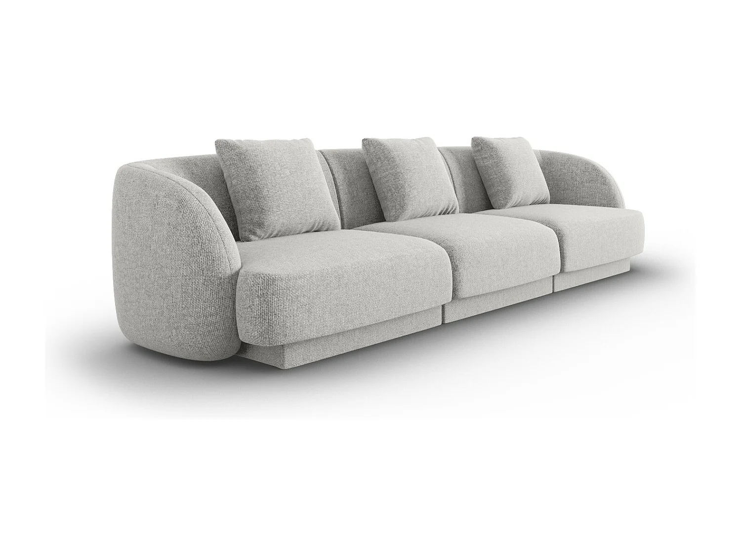 Cosmopolitan Design - Sofá "Tulum" 3 lugares em tecido chenille cinza claro - 255x90x70cm