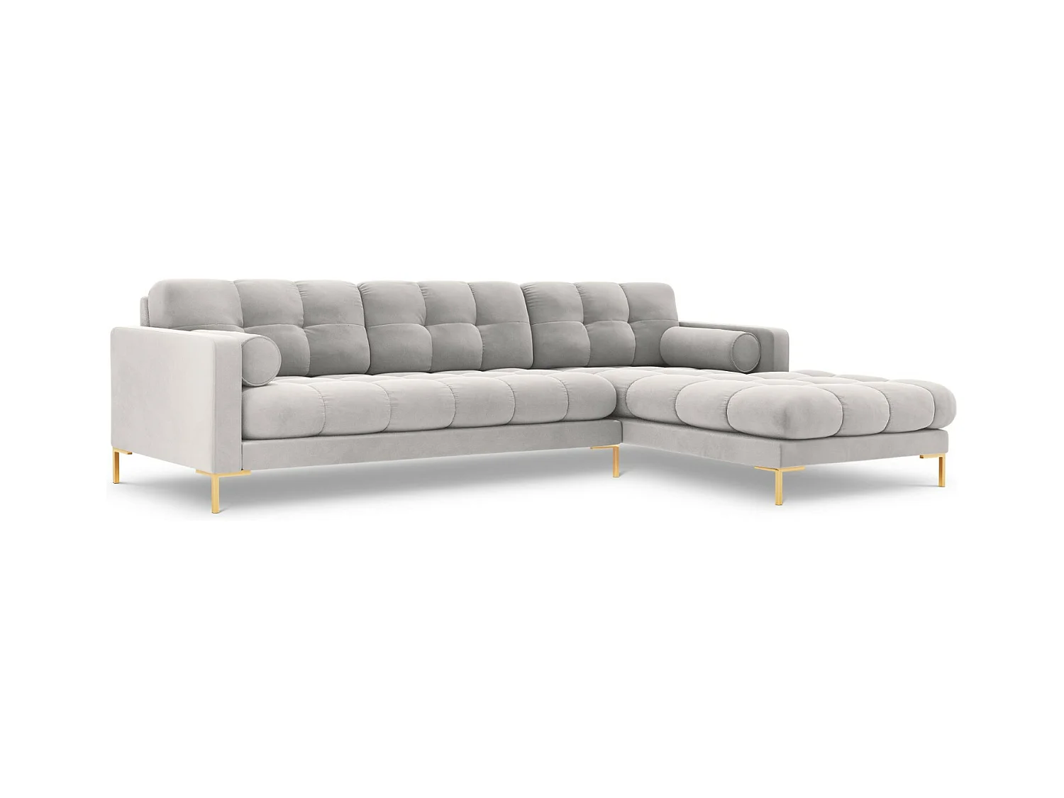 Cosmopolitan Design - Rechter hoekbank "Bali" 5 zitplaatsen, Flueel, Geld - 293x185x75cm