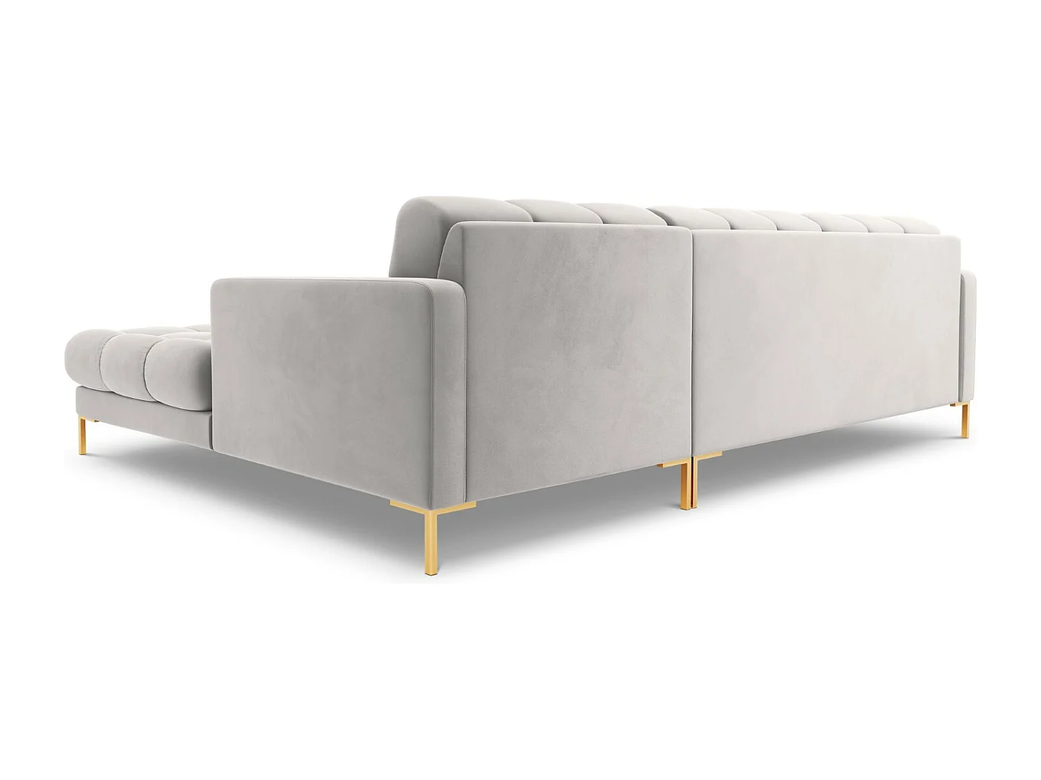 Cosmopolitan Design - Sofá de canto direito "Bali" 5 lugares em veludo prata - 293x185x75cm