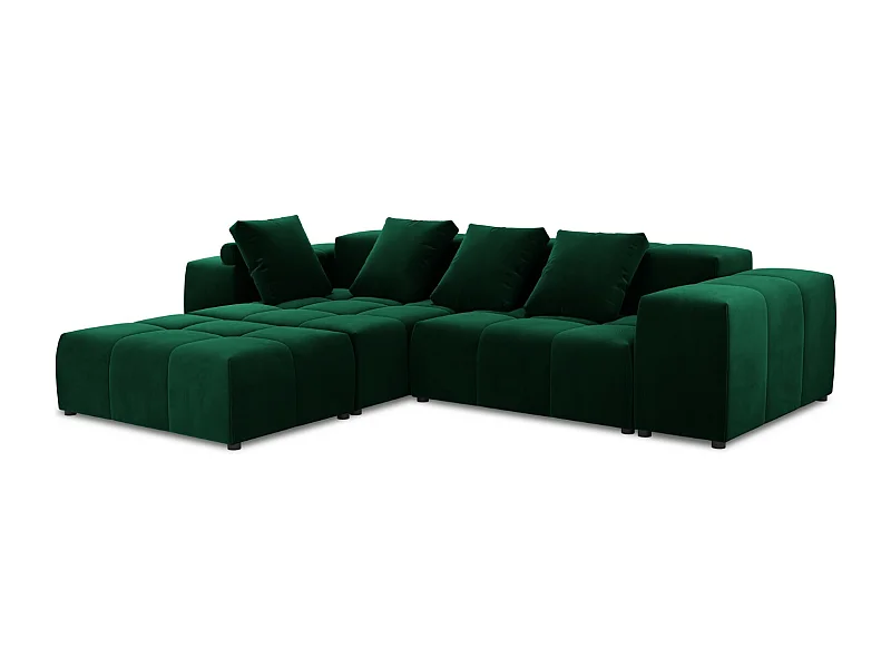 Cosmopolitan Design - Divano angolare modulare reversibile "Rome" 5 posti in velluto verde bottiglia - 320x240x75cm