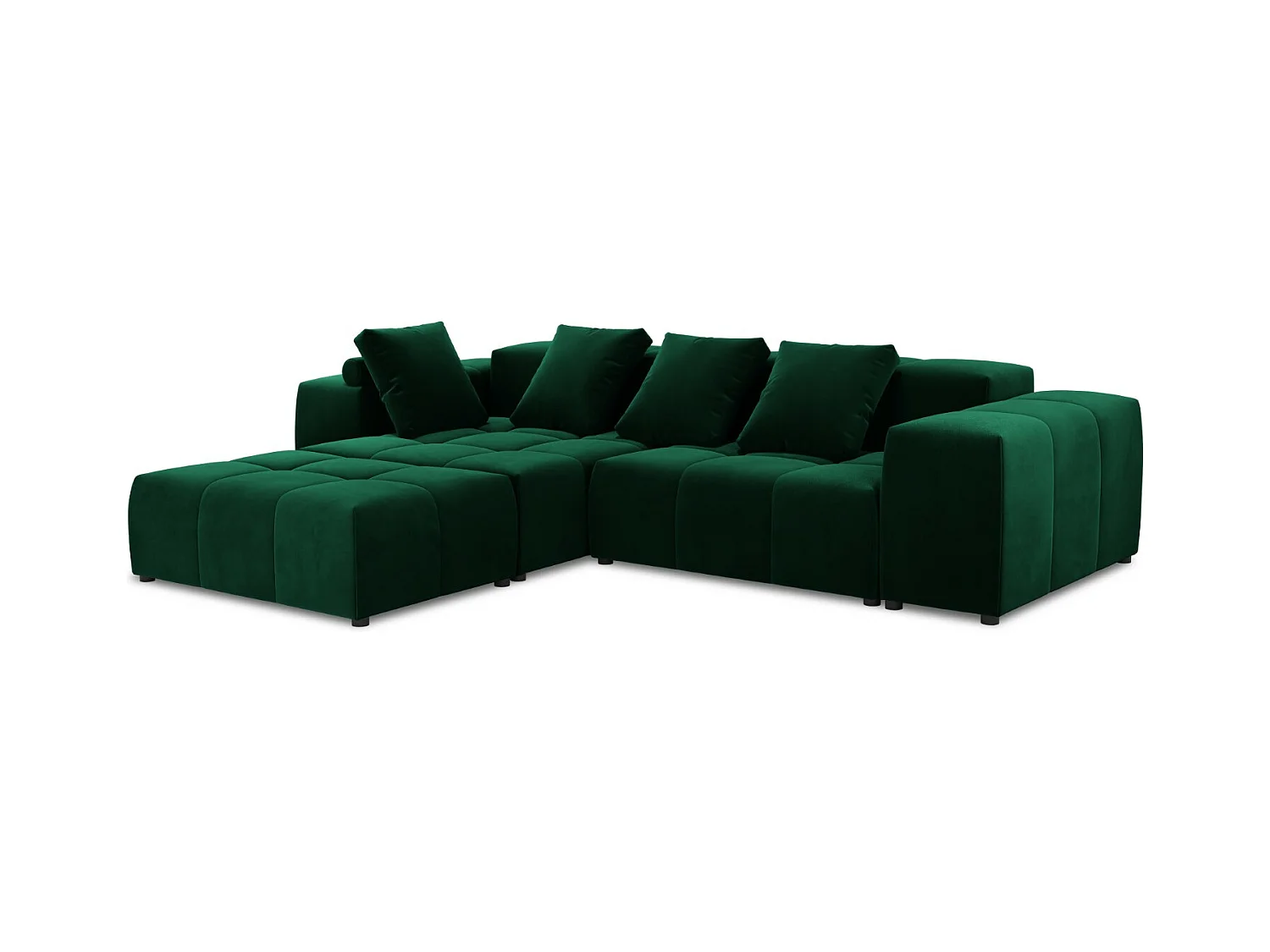 Cosmopolitan Design - Symmetrische modulaire hoekbank "Rome" 5 zitplaatsen, Flueel, Flessengroen - 320x240x75cm