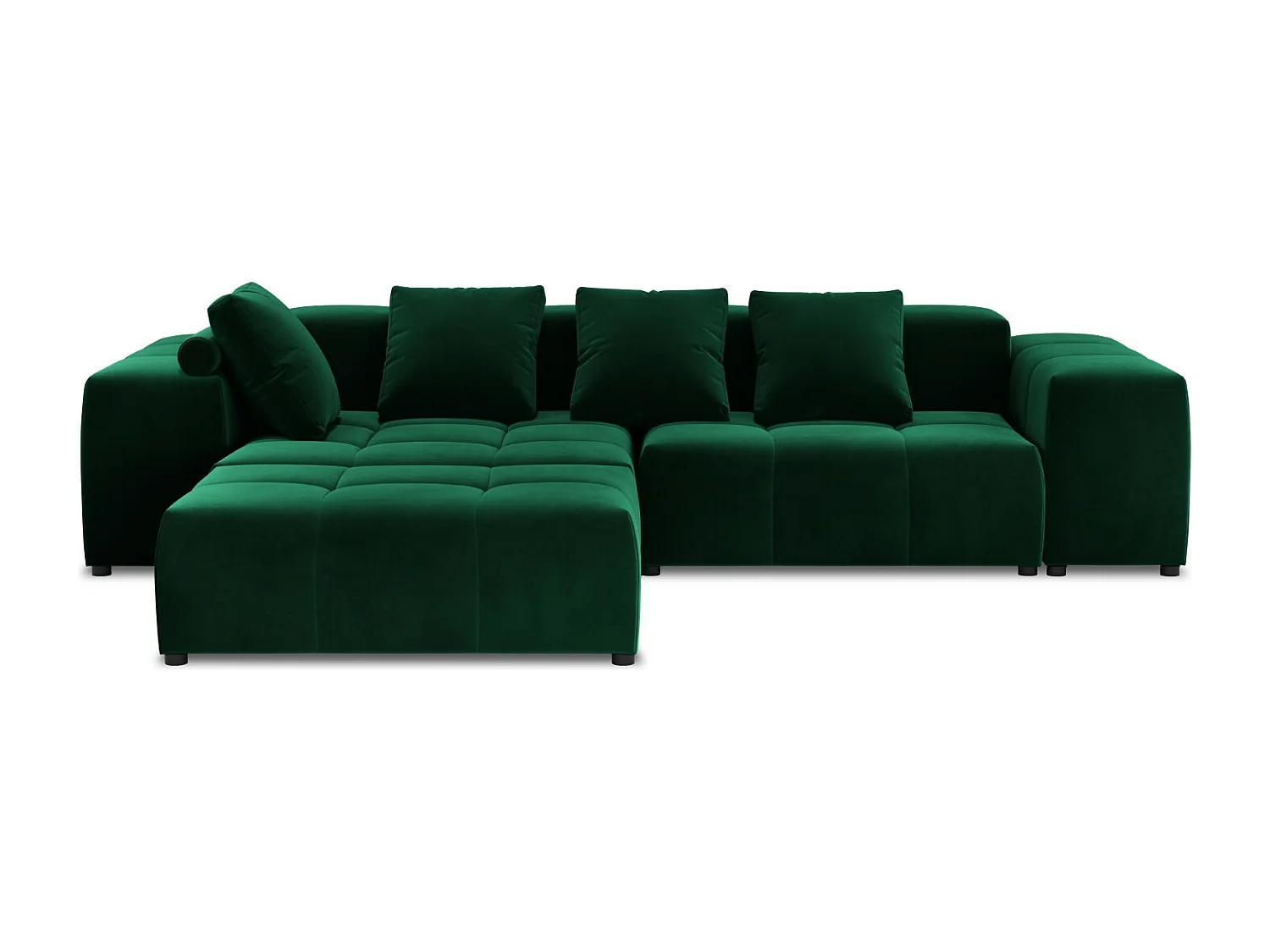 Cosmopolitan Design - Sofá de canto modular simétrico "Rome" 5 lugares em veludo verde garrafa - 320x240x75cm