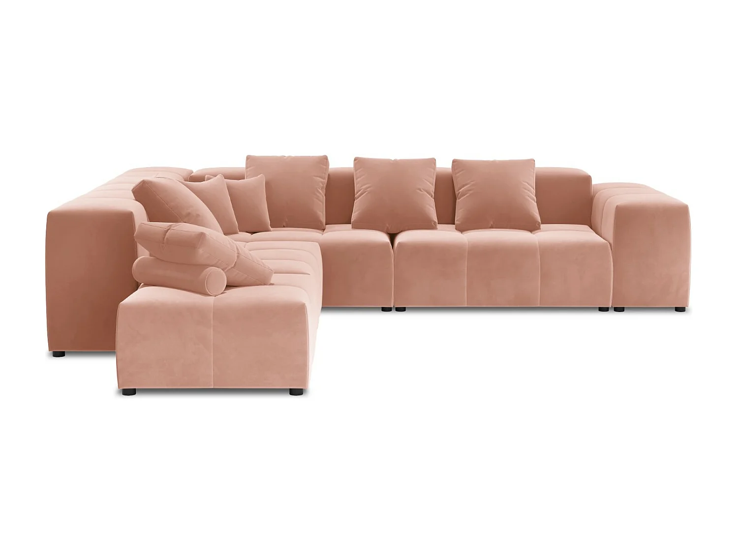 Cosmopolitan Design - Sofá de canto modular simétrico "Rome" 7 lugares em veludo rosa - 320x320x75cm